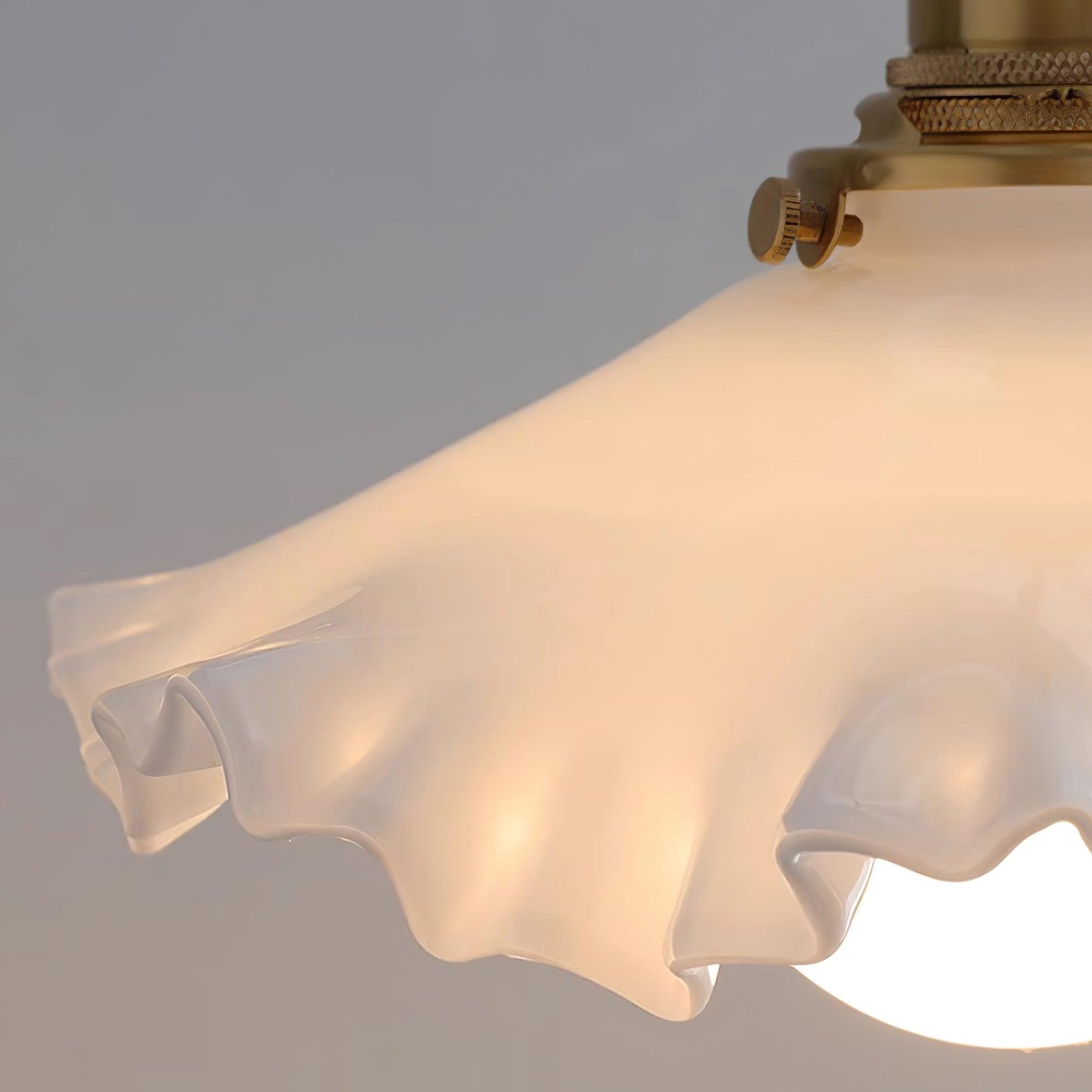 Pendant Lamp Glass Ruffle Shade Brass Warm Glow - Letslighting