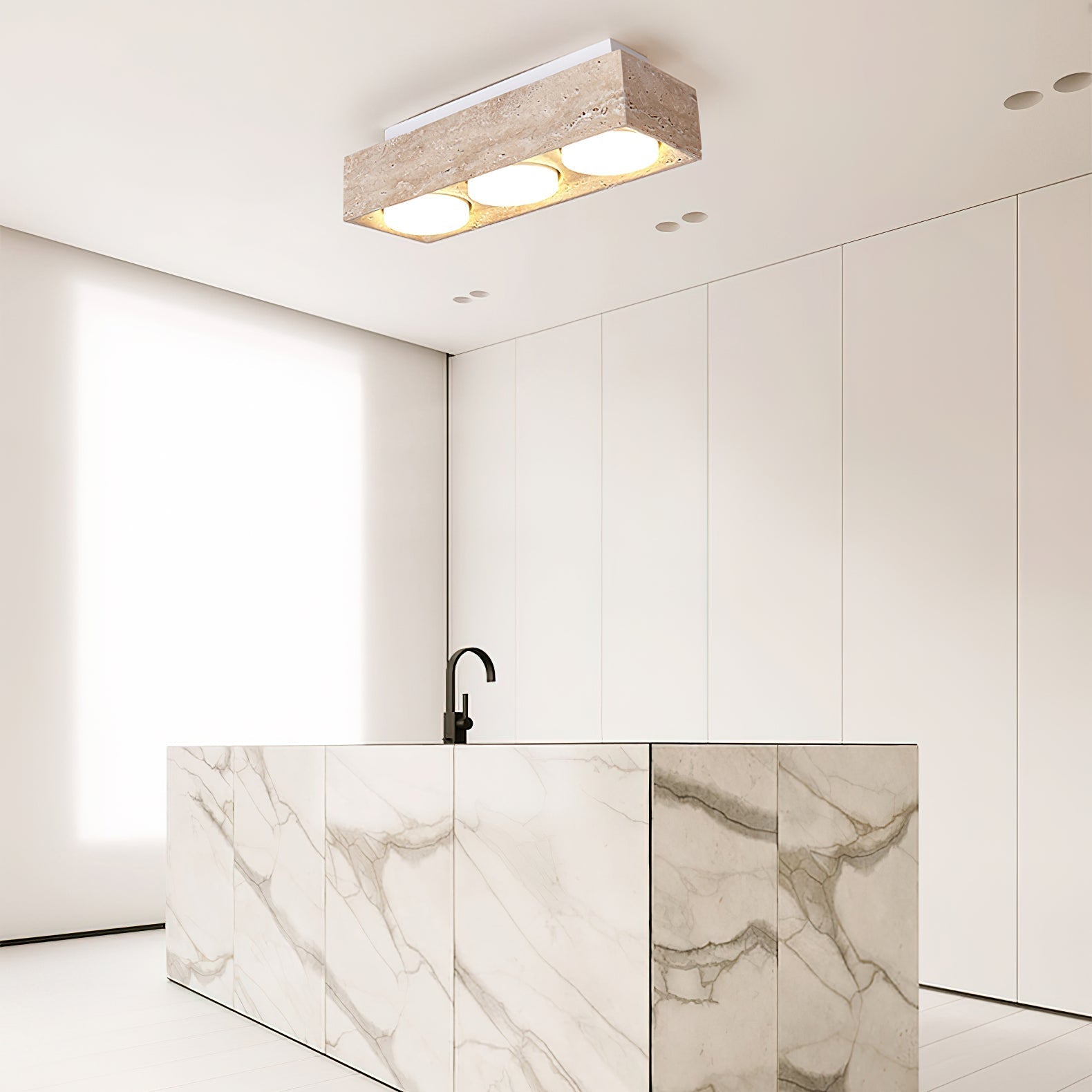Virinira Quad-Spot Travertine Ceiling Light - Letslighting
