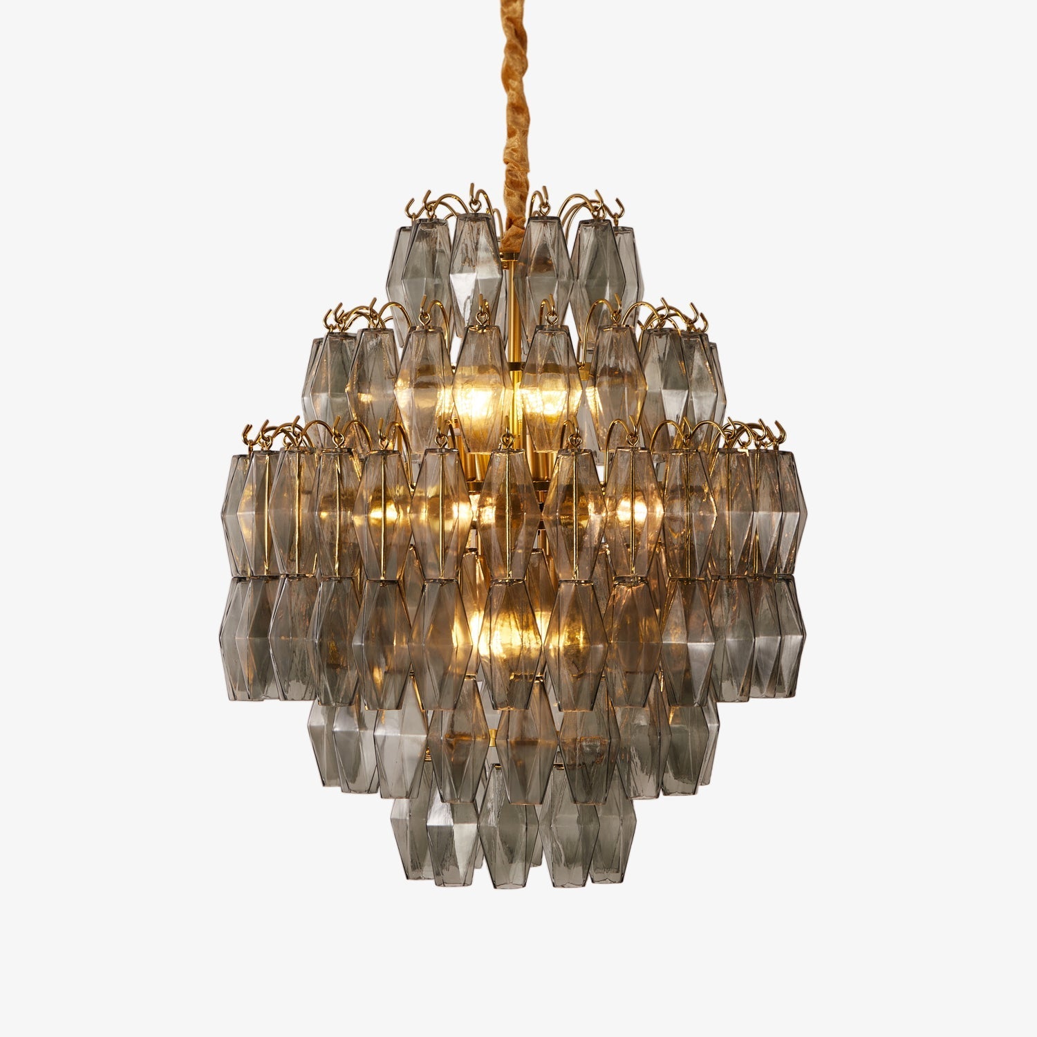 Aurora Chandelier Smoke Gray Prism Glass Layered