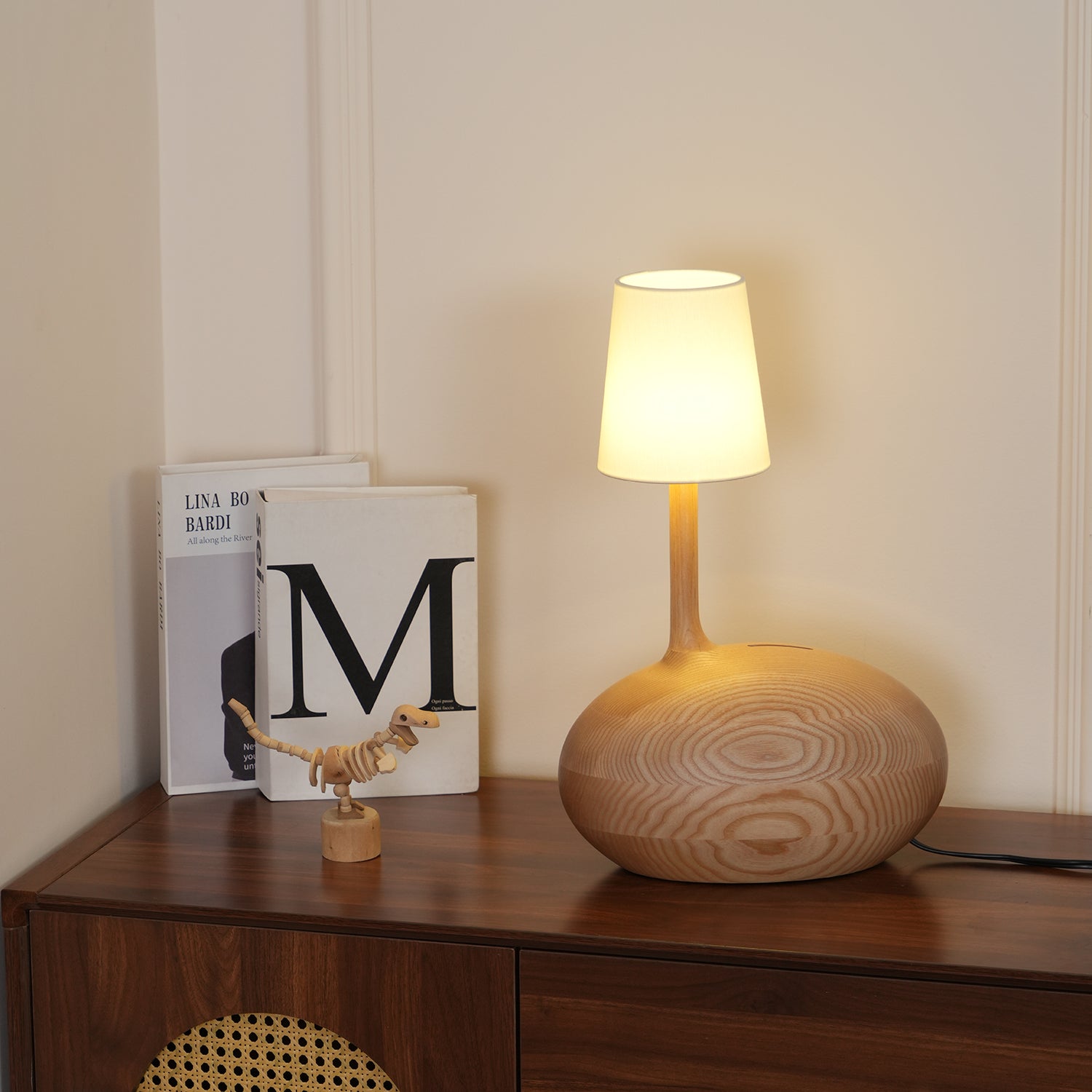 Clyra Wood Fabric Table Lamp - Letslighting