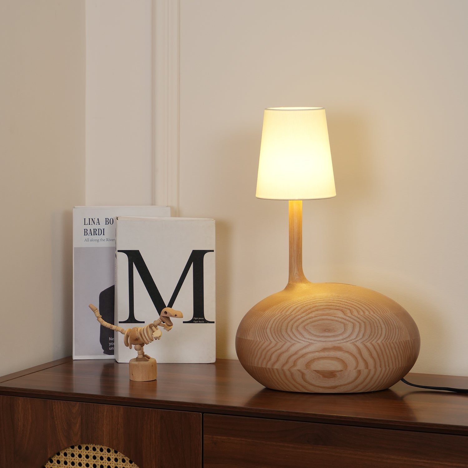 Clyra Wood Fabric Table Lamp - Letslighting