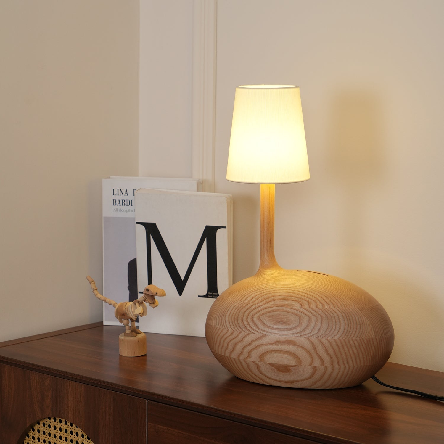 Clyra Wood Fabric Table Lamp - Letslighting