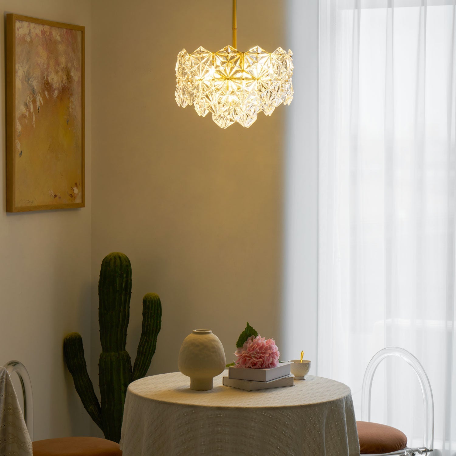 Lustra Chandelier Snowflake Glass Gold - Letslighting
