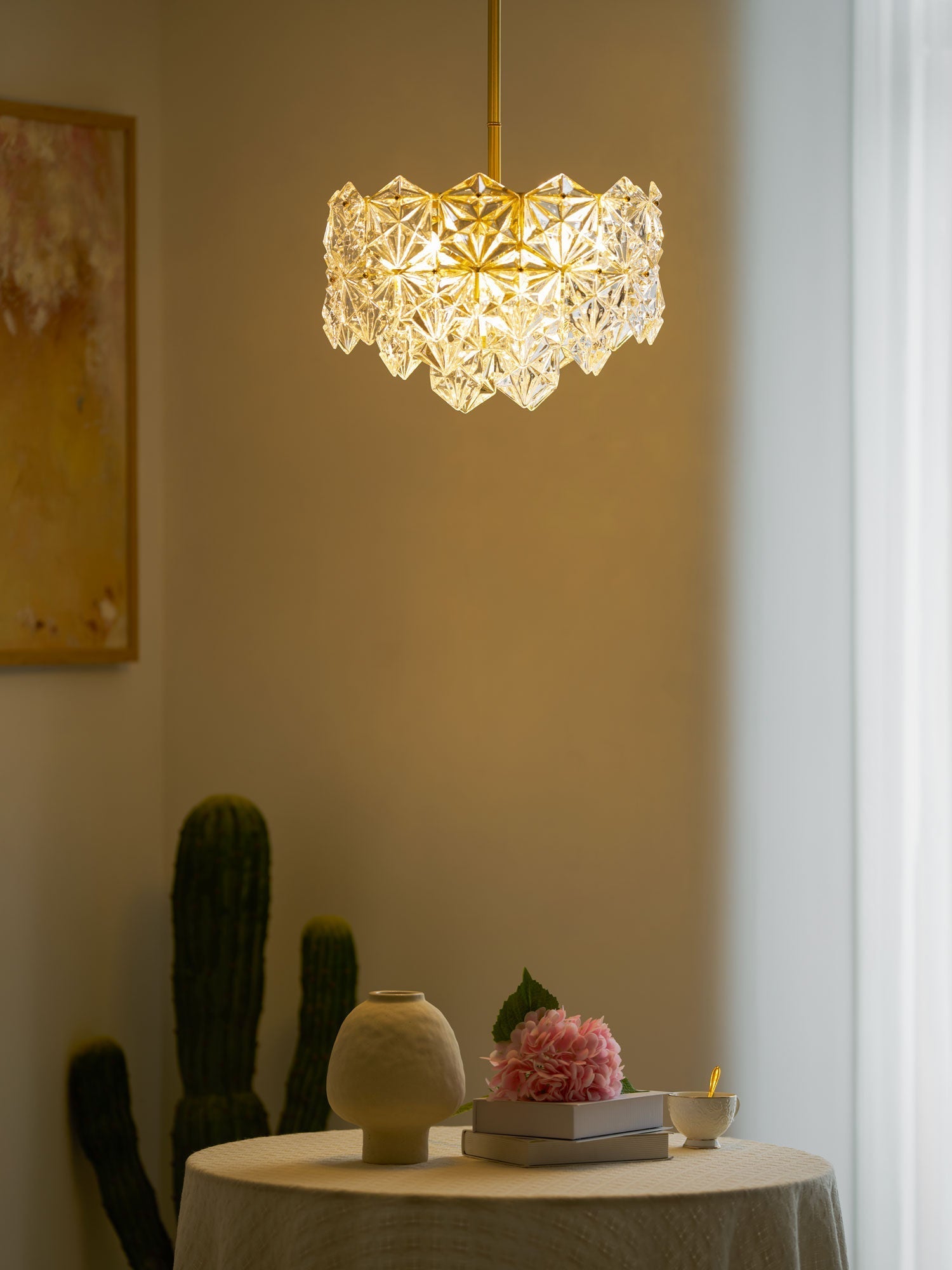 Lustra Chandelier Snowflake Glass Gold - Letslighting