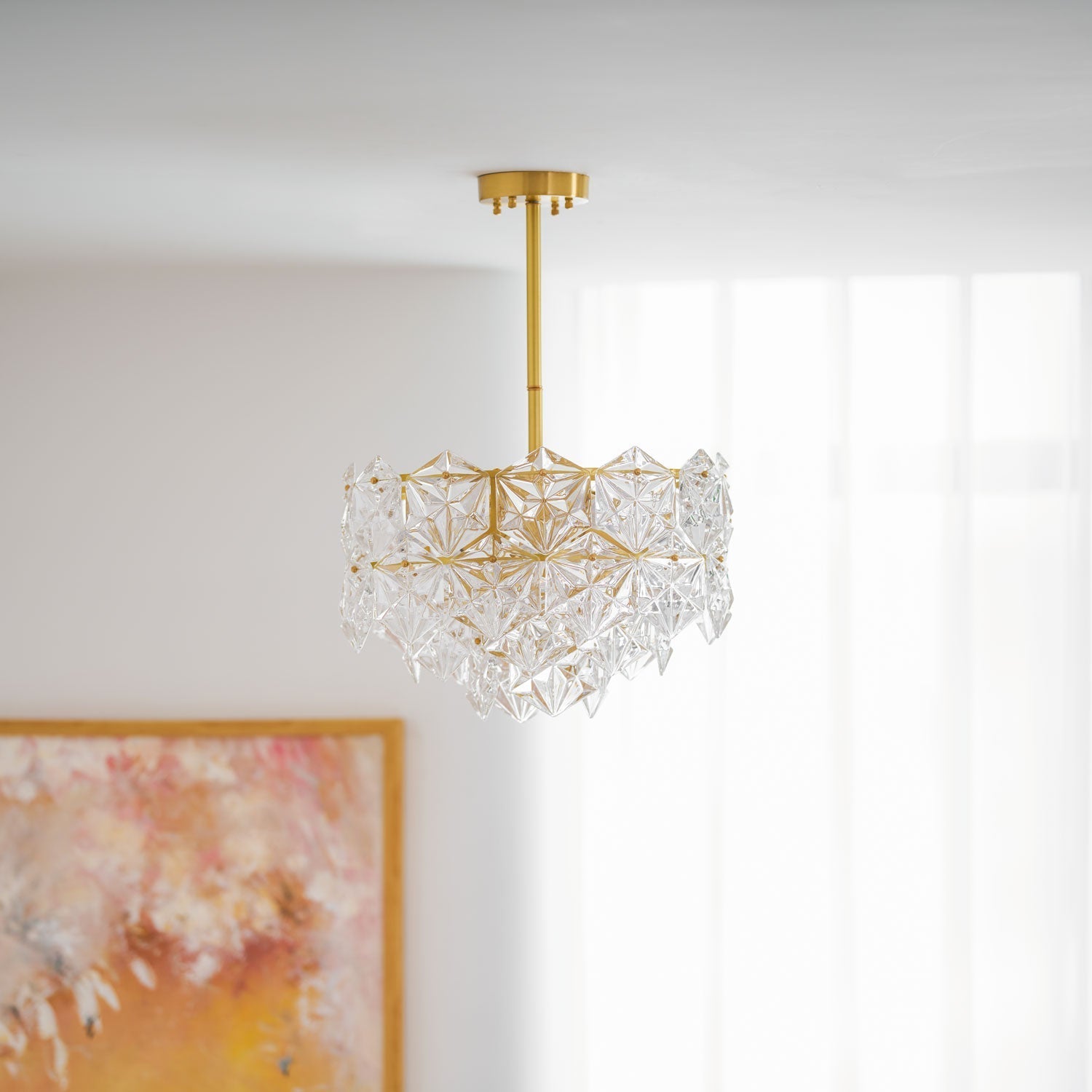 Lustra Chandelier Snowflake Glass Gold - Letslighting
