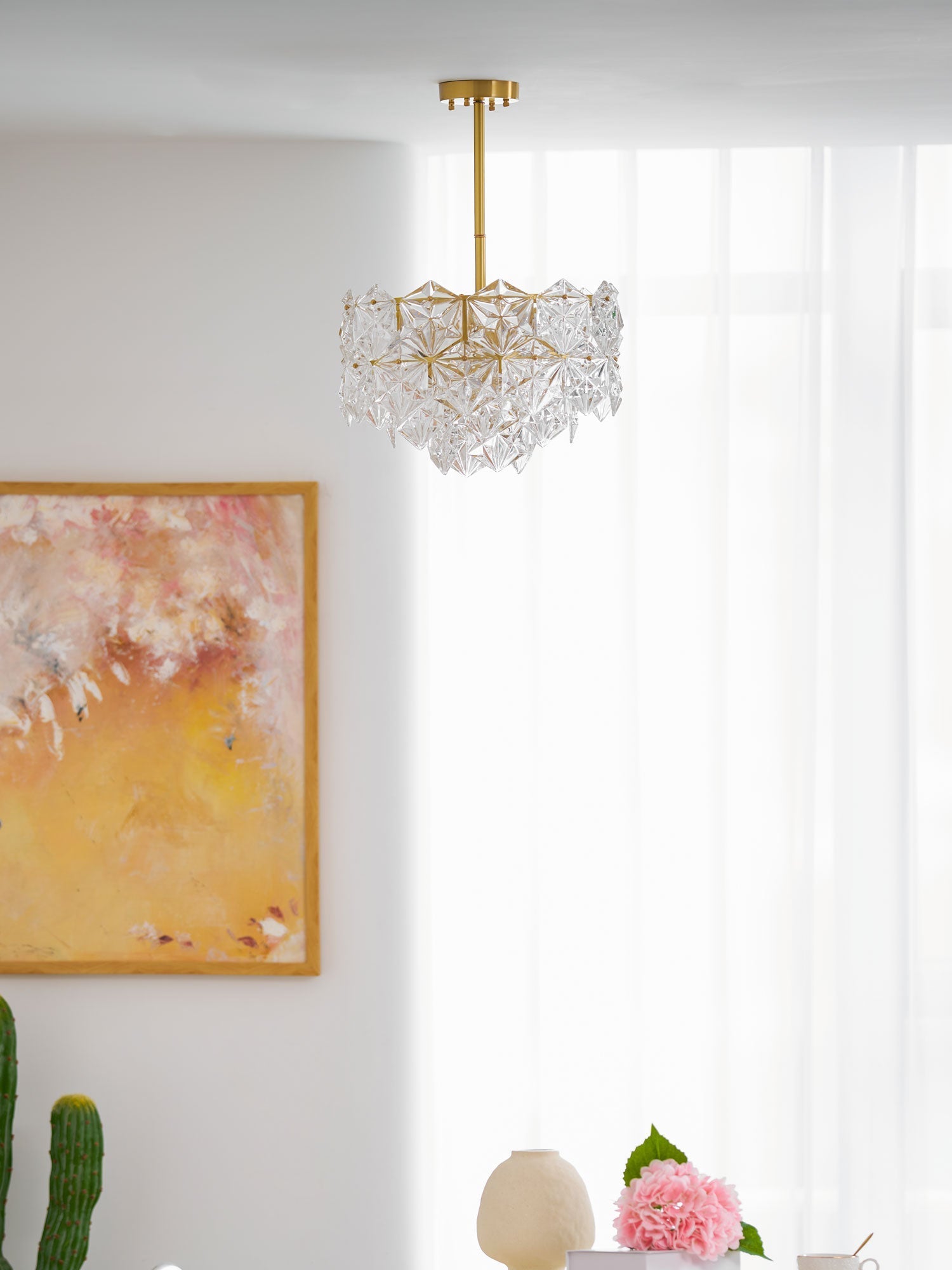Lustra Chandelier Snowflake Glass Gold - Letslighting