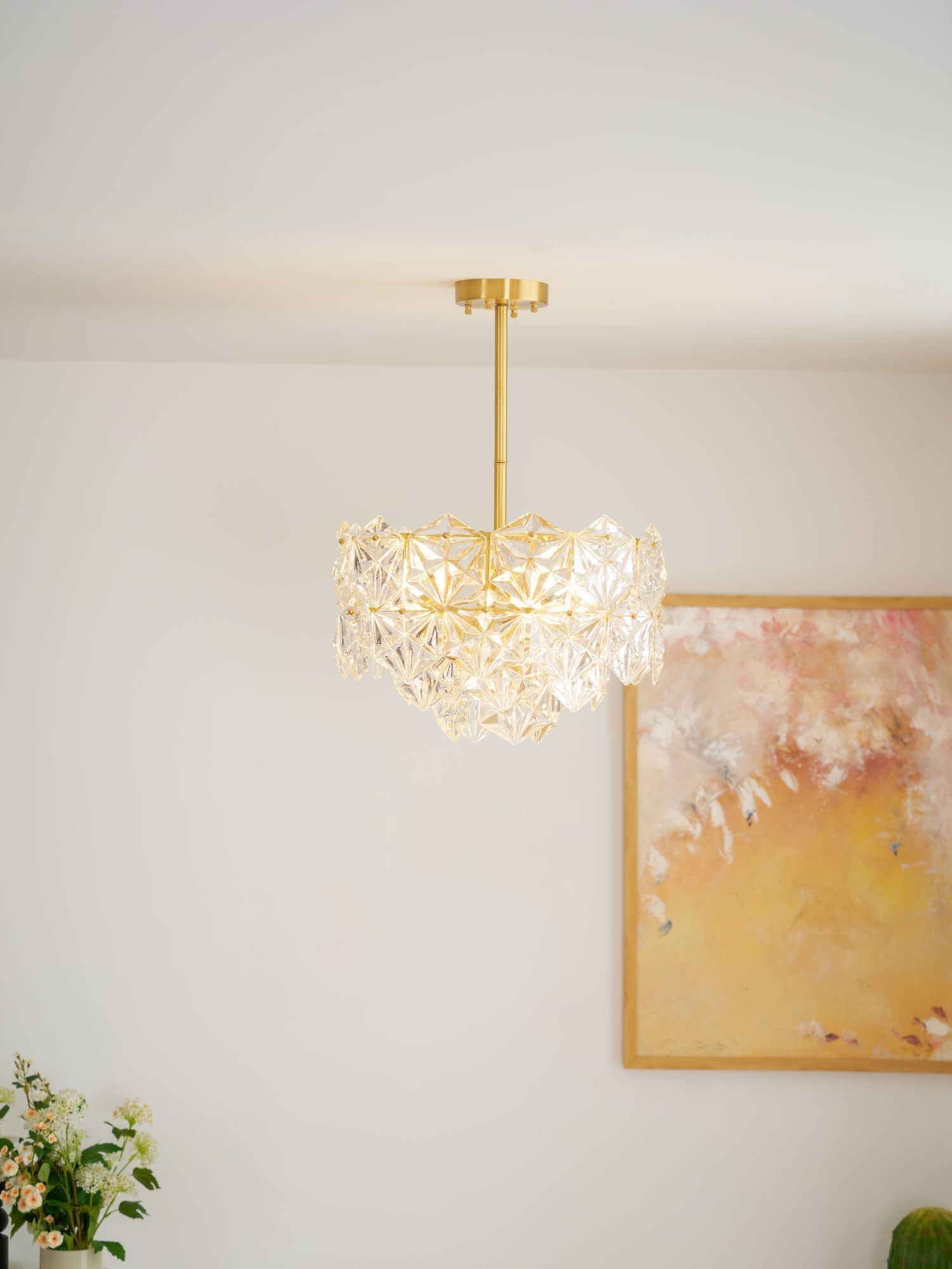 Lustra Chandelier Snowflake Glass Gold - Letslighting