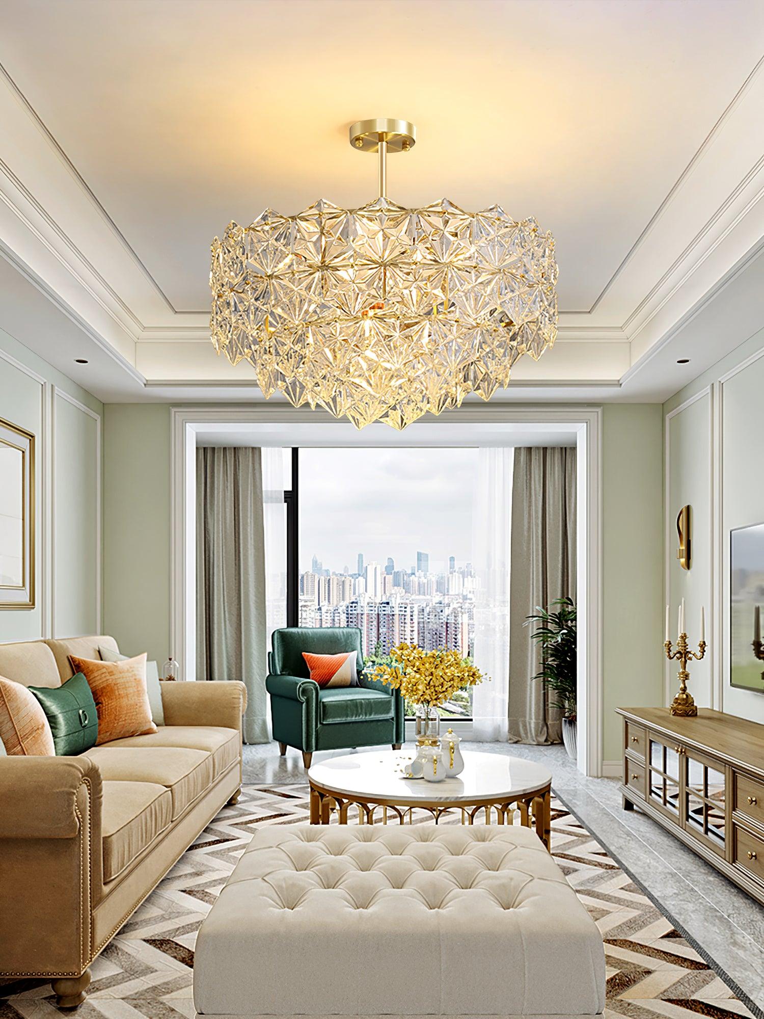 Lustra Chandelier Snowflake Glass Gold - Letslighting