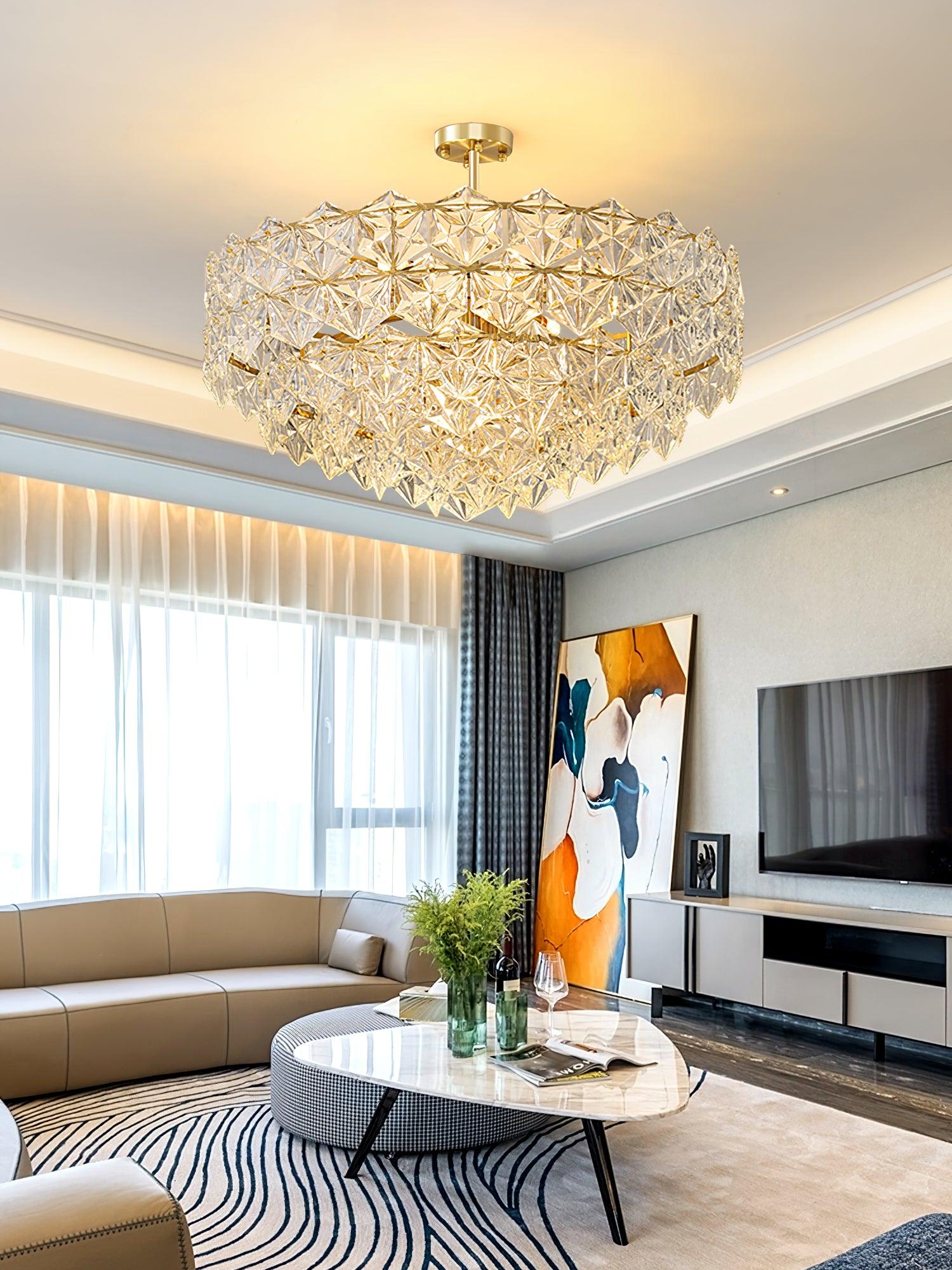 Lustra Chandelier Snowflake Glass Gold - Letslighting