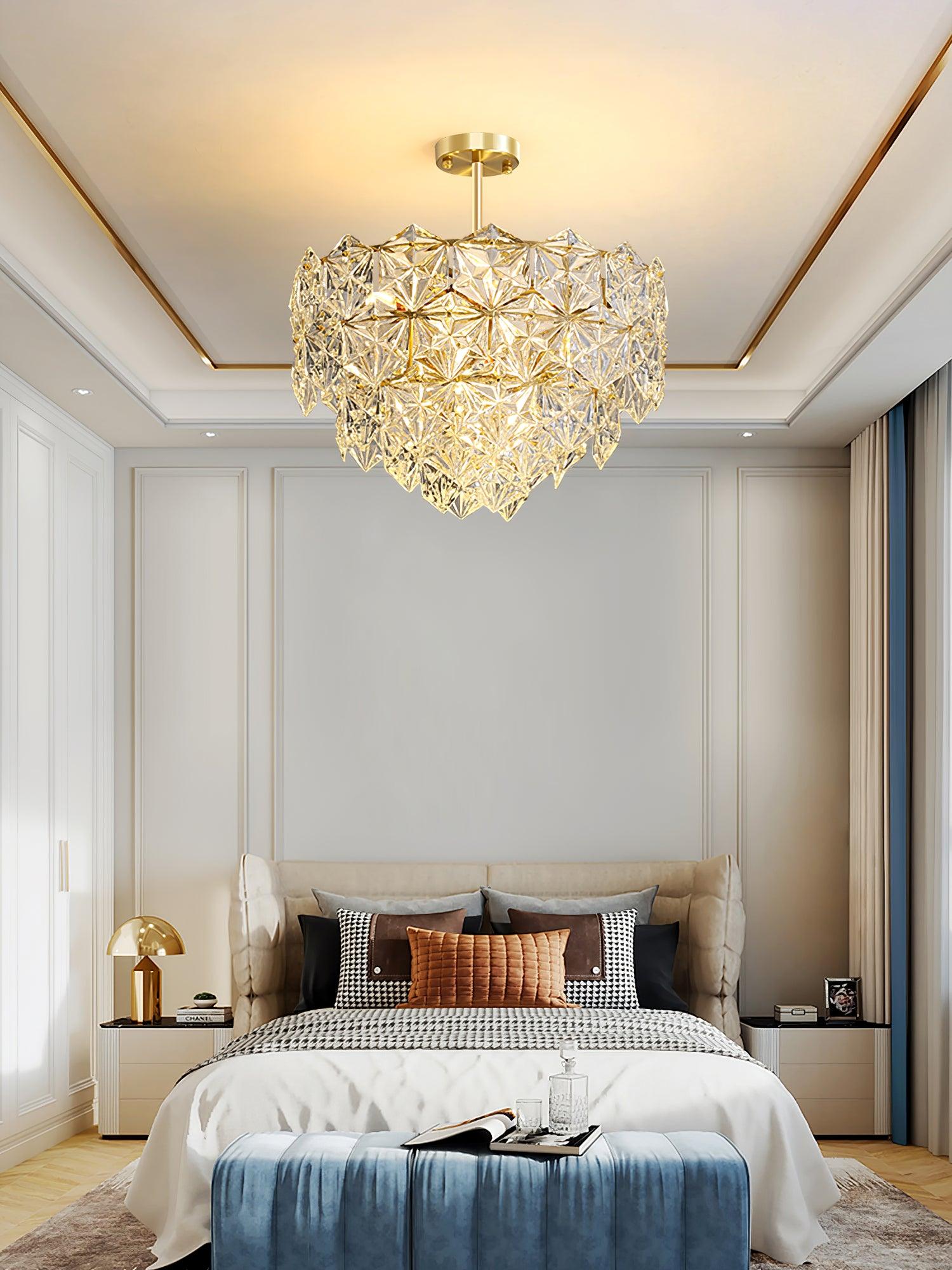 Lustra Chandelier Snowflake Glass Gold - Letslighting