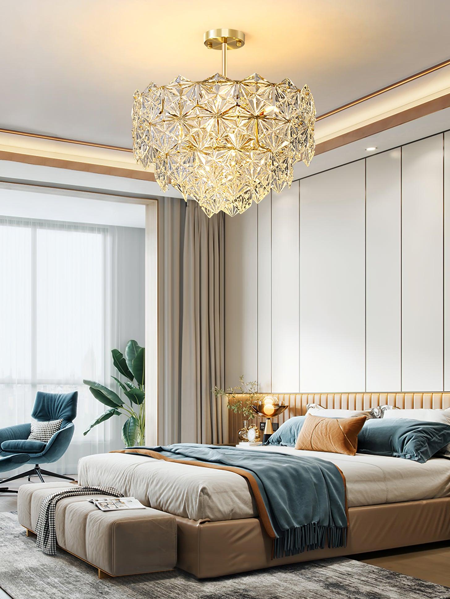 Lustra Chandelier Snowflake Glass Gold - Letslighting