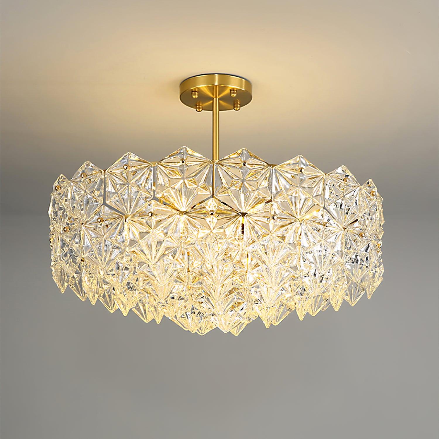 Lustra Chandelier Snowflake Glass Gold - Letslighting