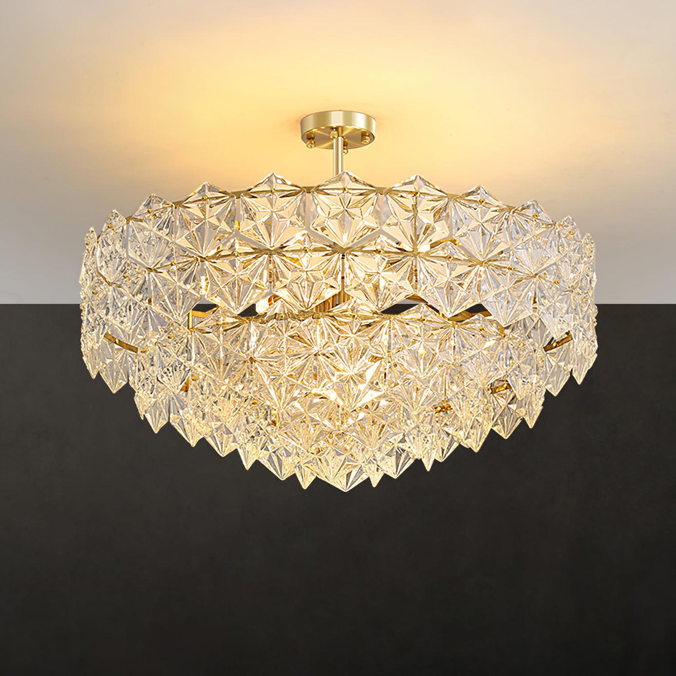 Lustra Chandelier Snowflake Glass Gold - Letslighting