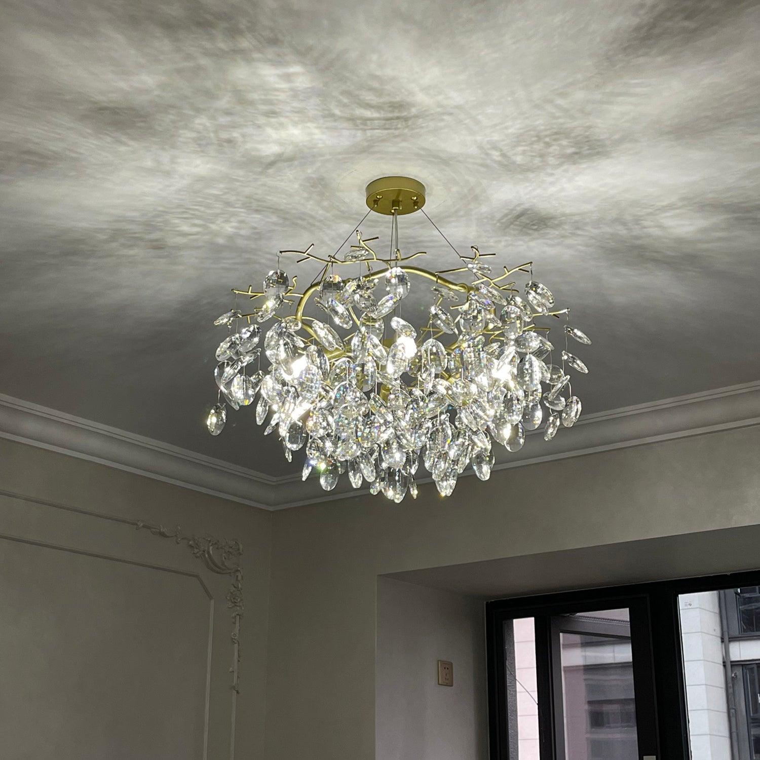 Lustra Chandelier Crystal Branch Gold LED - Letslighting