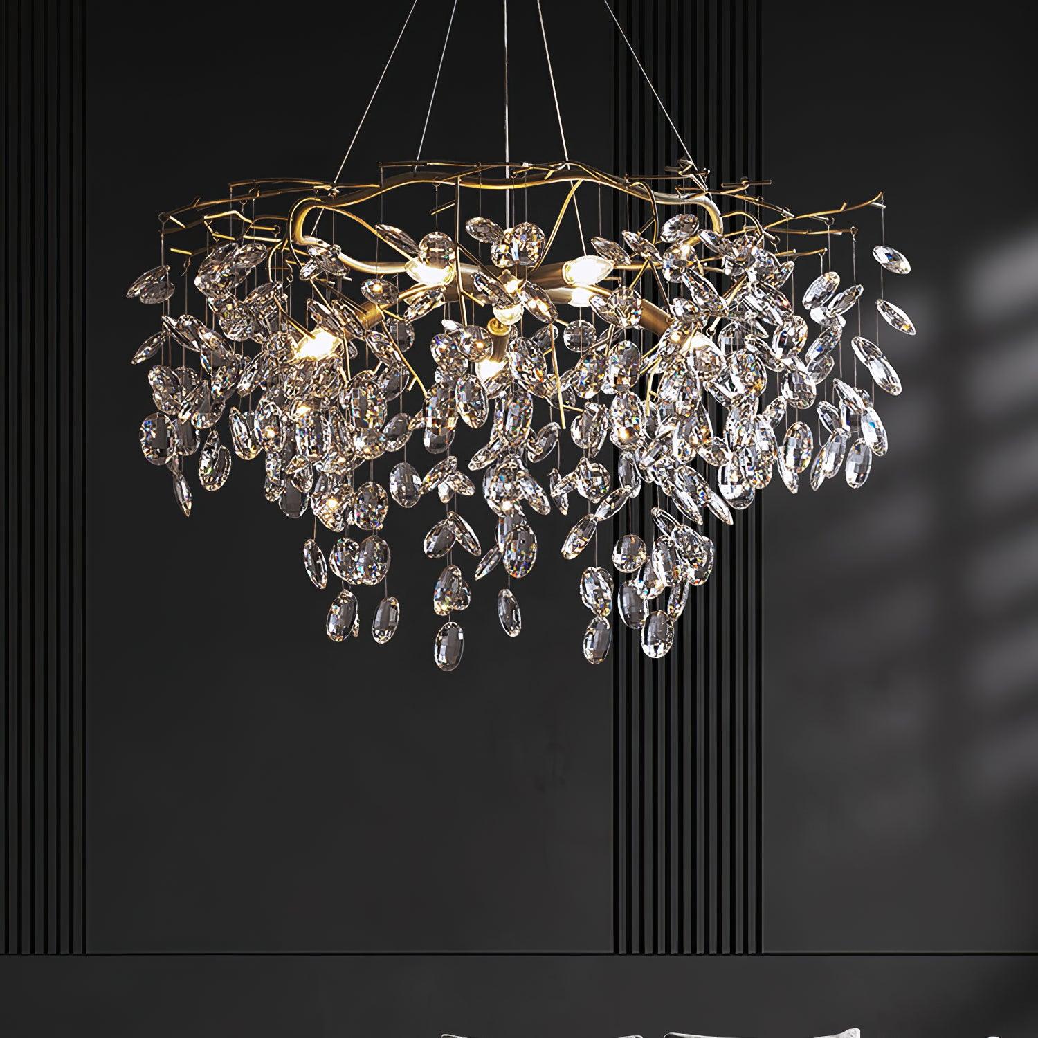 Lustra Chandelier Crystal Branch Gold LED - Letslighting