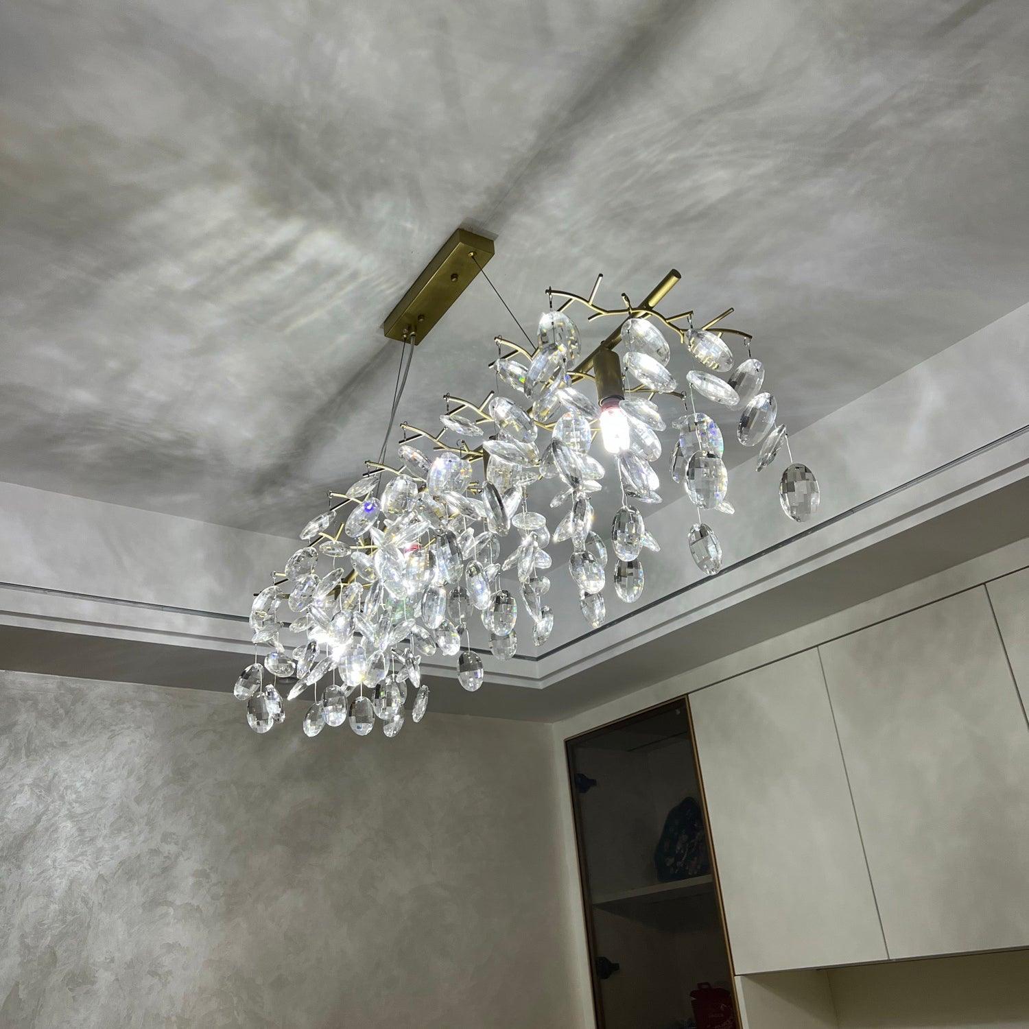 Lustra Chandelier Crystal Branch Gold LED - Letslighting