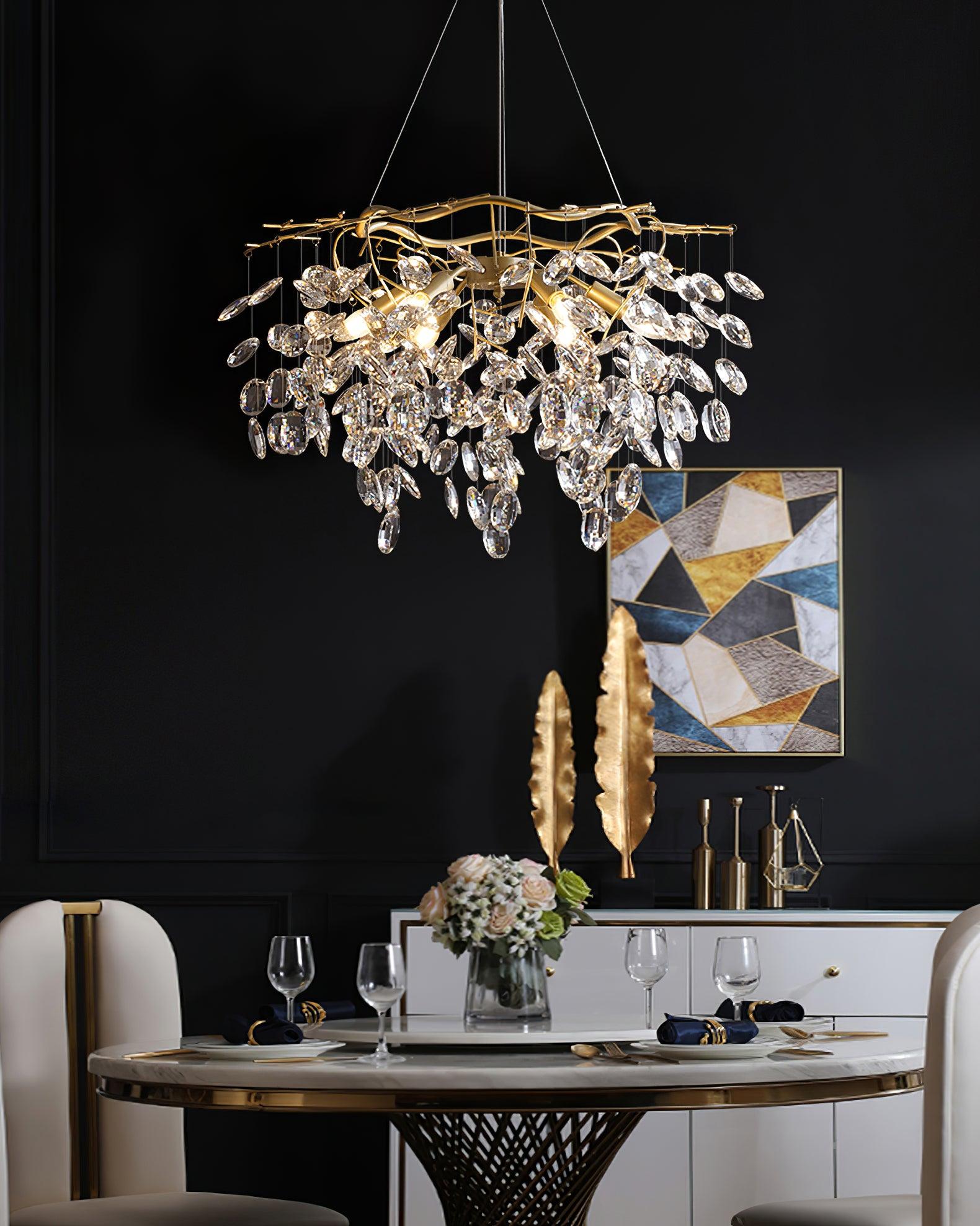 Lustra Chandelier Crystal Branch Gold LED - Letslighting