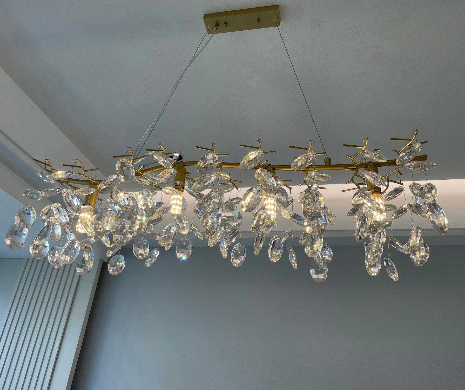 Lustra Chandelier Crystal Branch Gold LED - Letslighting