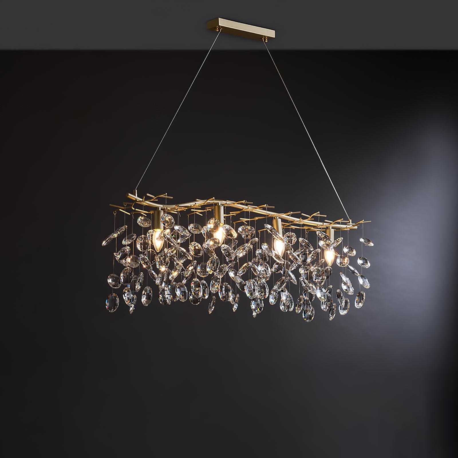 Lustra Chandelier Crystal Branch Gold LED - Letslighting