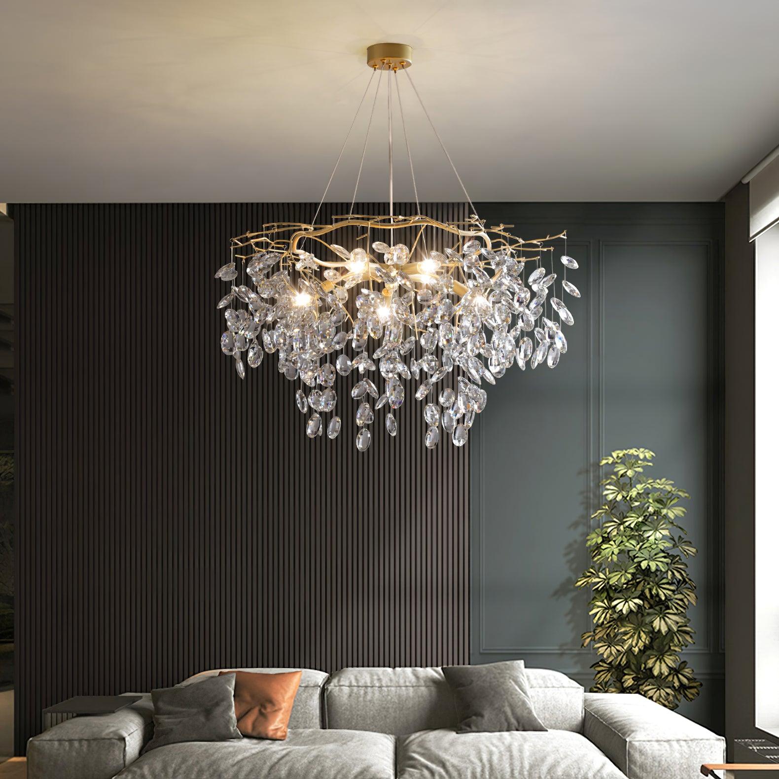 Lustra Chandelier Crystal Branch Gold LED - Letslighting