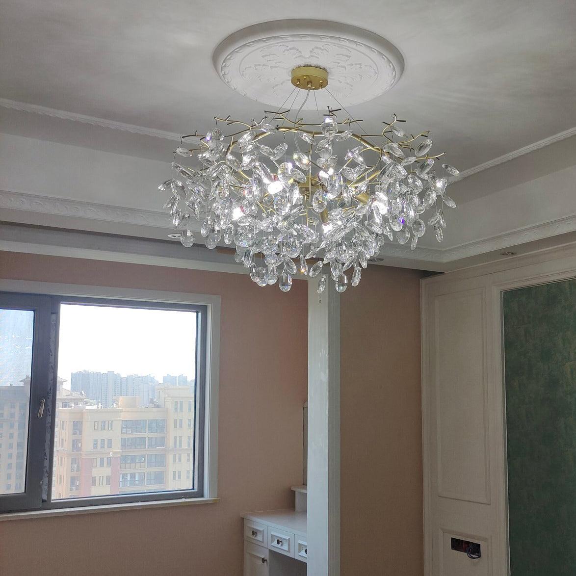 Lustra Chandelier Crystal Branch Gold LED - Letslighting