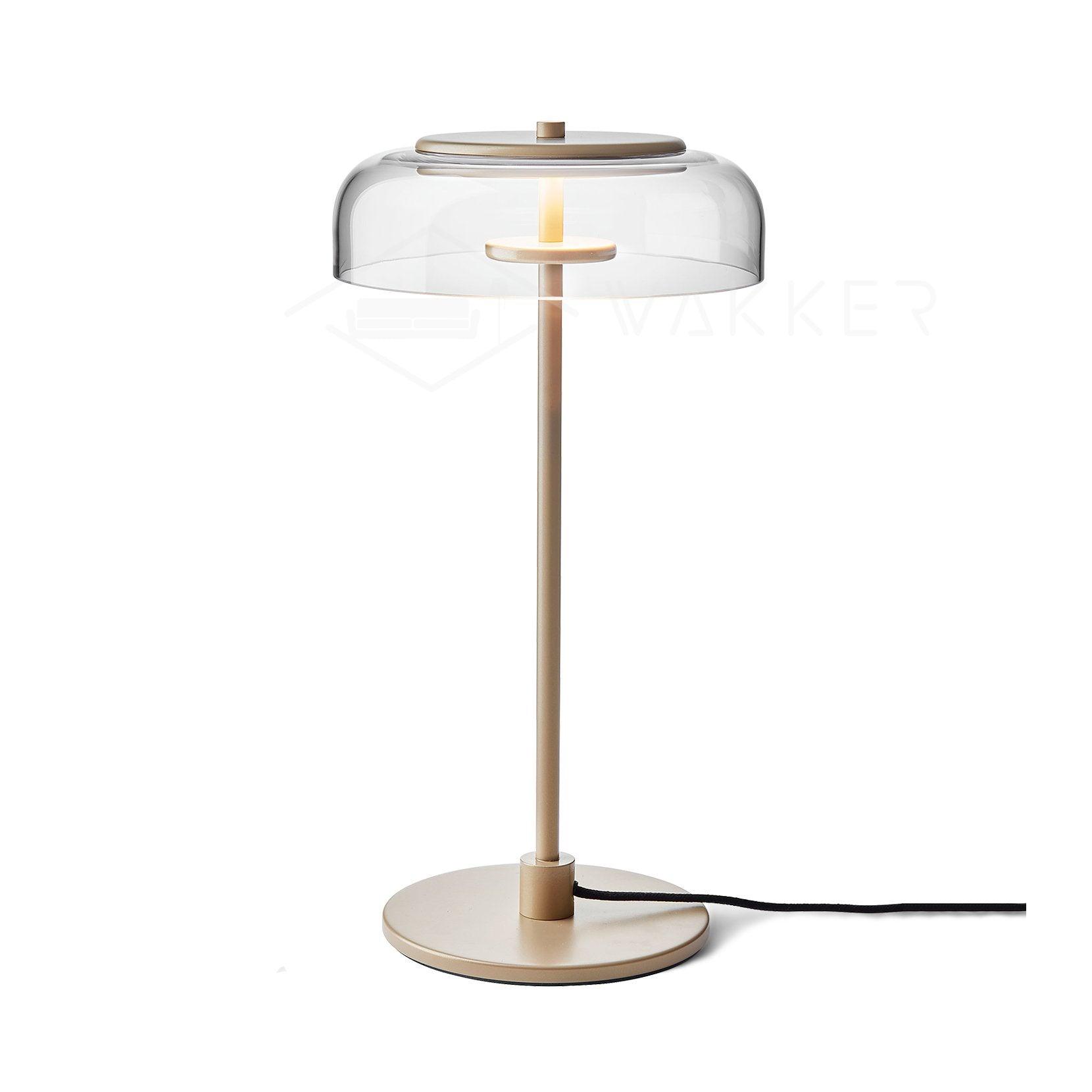 Solara Table Lamp Clear Glass Shade Wood Base - Letslighting