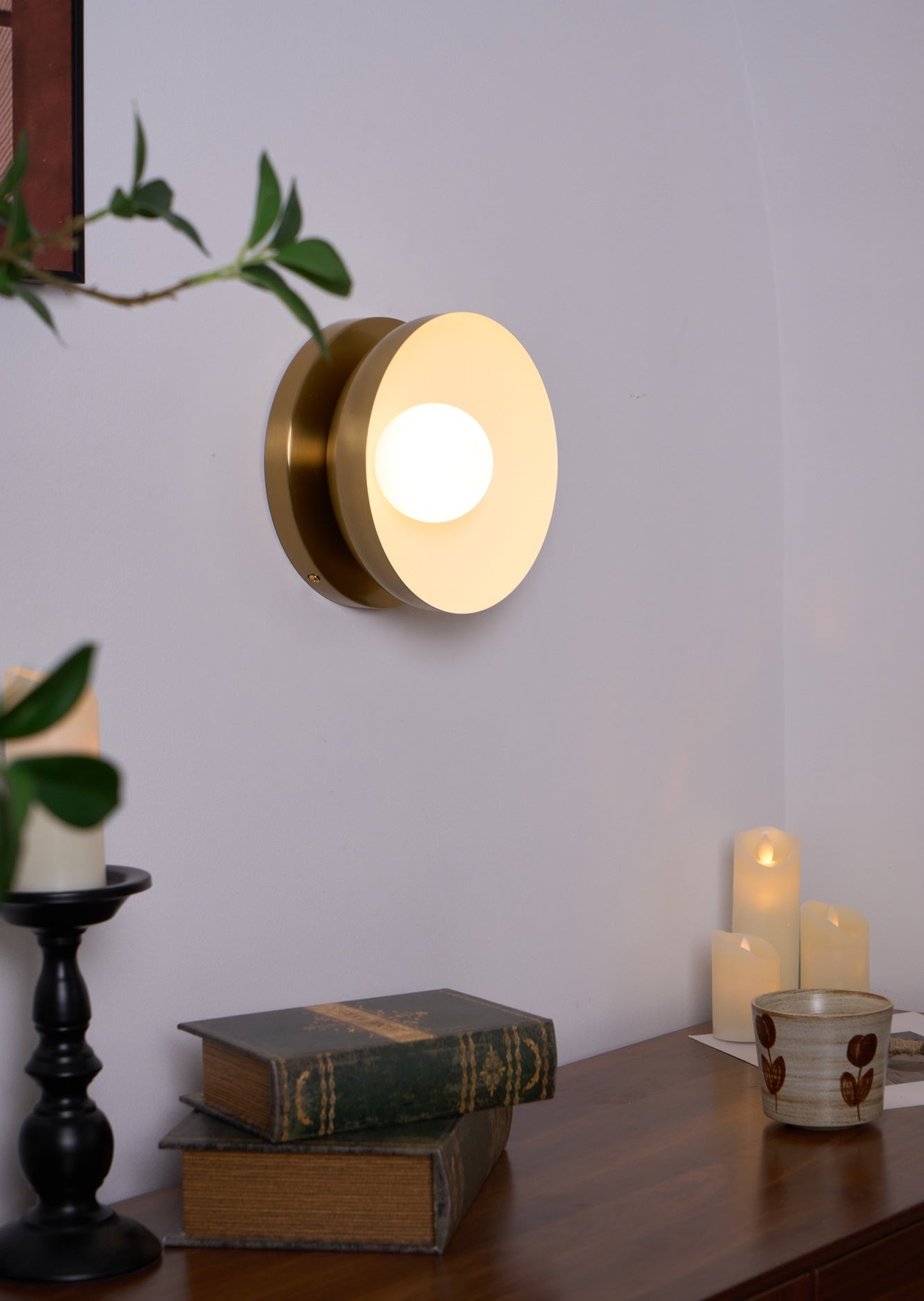 Vethaora Modern Minimalist Solar Eclipse Brass Glass Wall Light - Letslighting