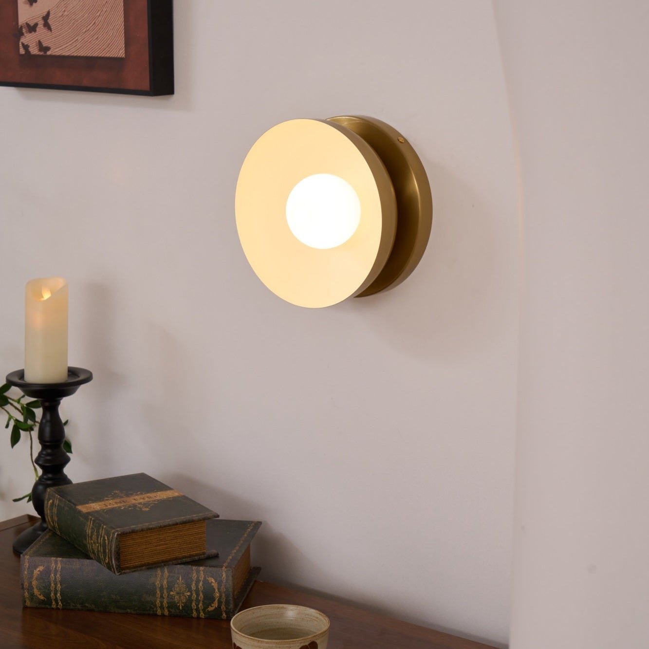 Vethaora Modern Minimalist Solar Eclipse Brass Glass Wall Light - Letslighting