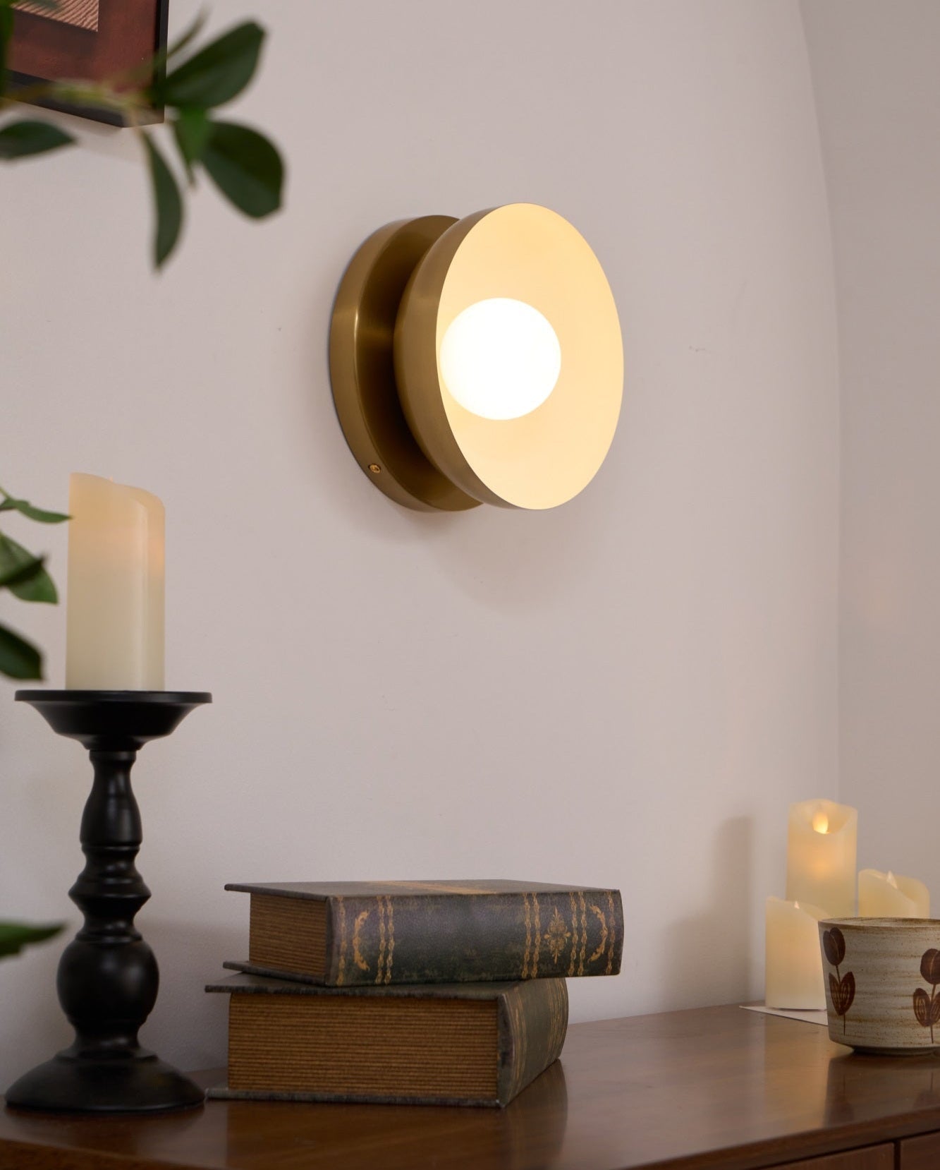 Vethaora Modern Minimalist Solar Eclipse Brass Glass Wall Light - Letslighting