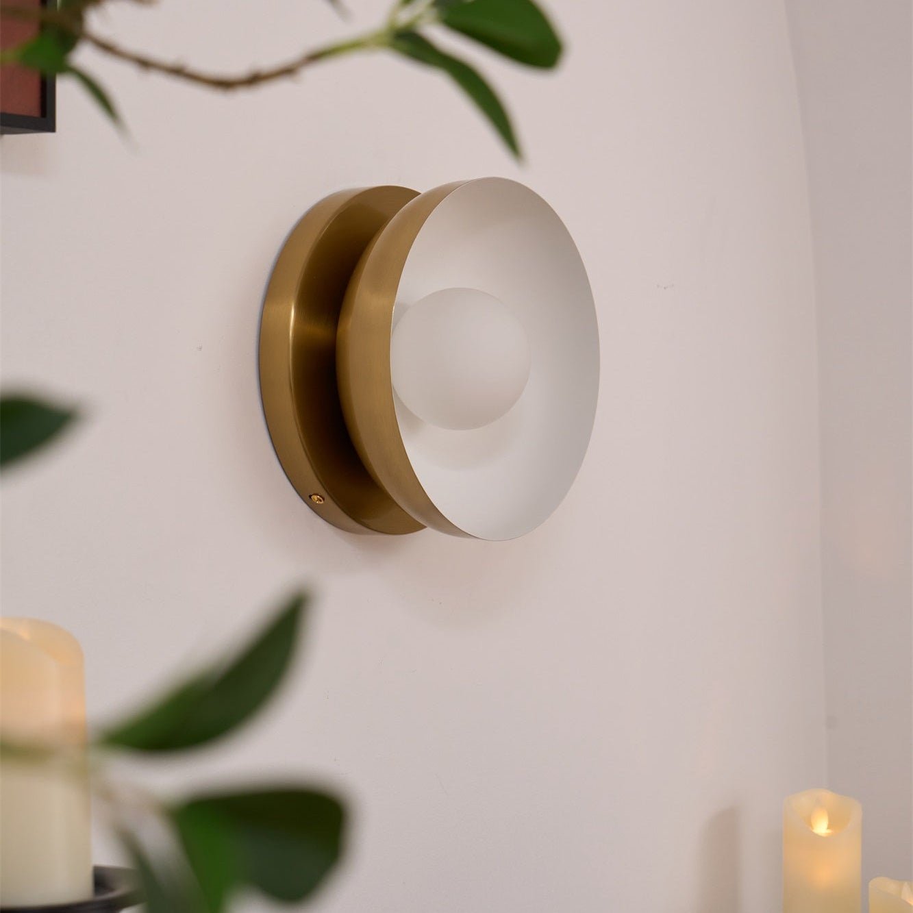 Vethaora Modern Minimalist Solar Eclipse Brass Glass Wall Light - Letslighting