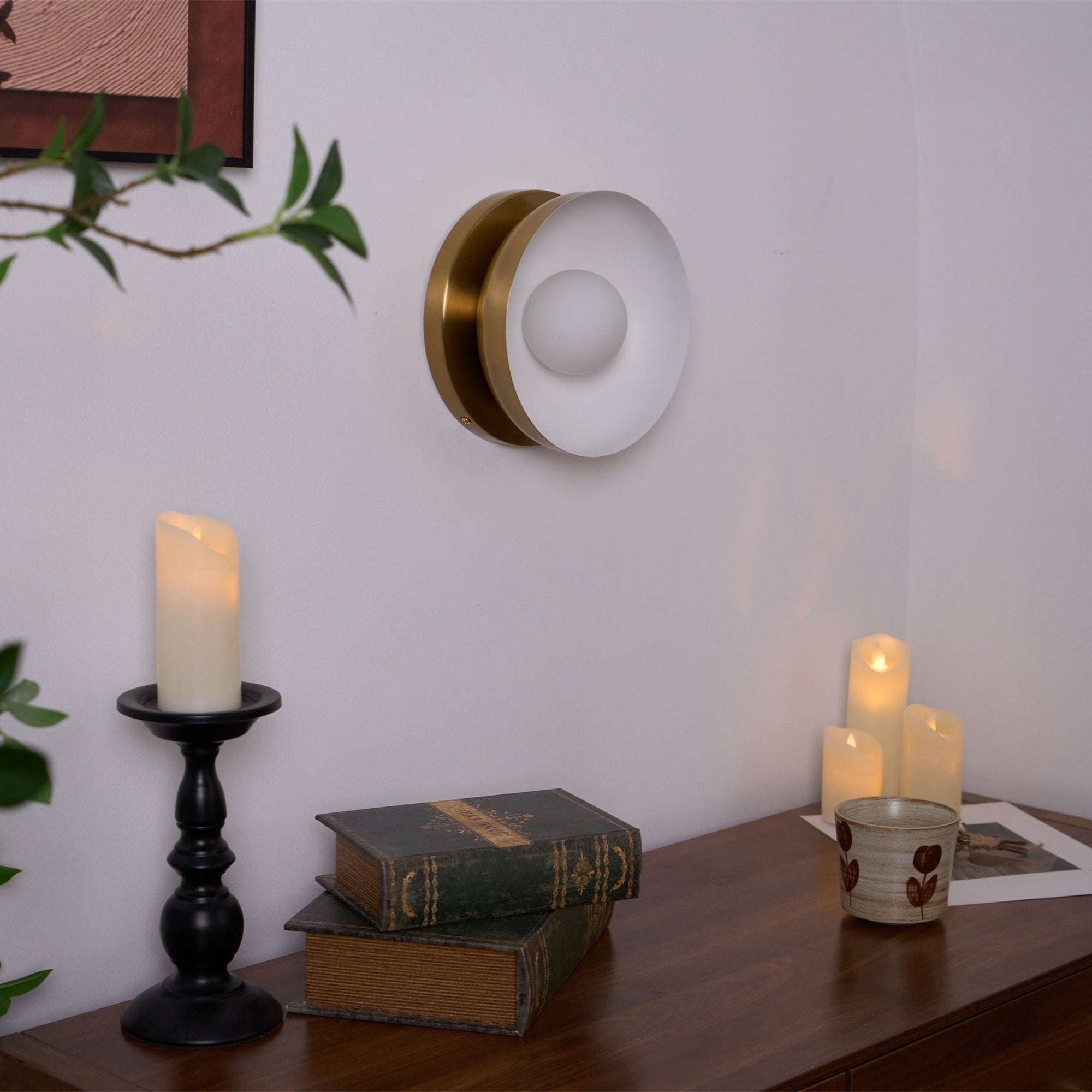 Vethaora Modern Minimalist Solar Eclipse Brass Glass Wall Light - Letslighting