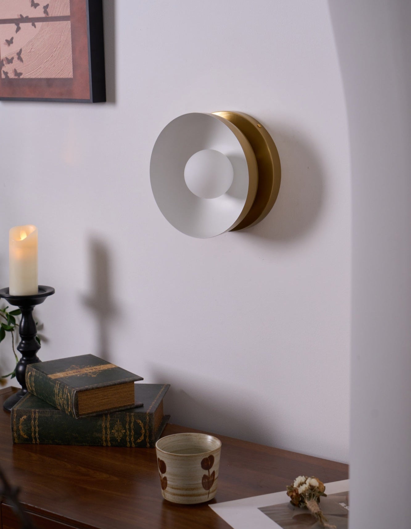 Vethaora Modern Minimalist Solar Eclipse Brass Glass Wall Light - Letslighting