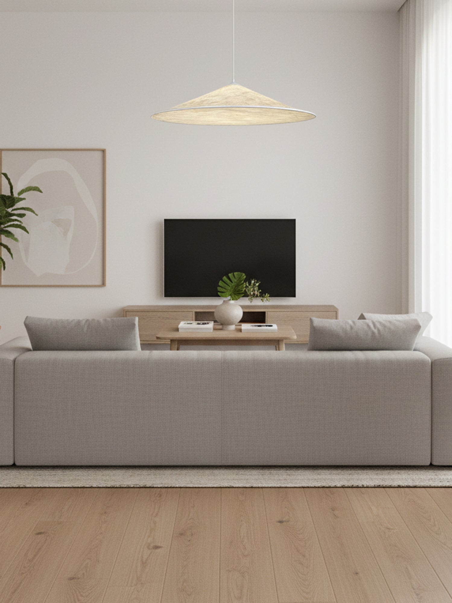 Solara Minimalist Metal & Silk Pendant Light