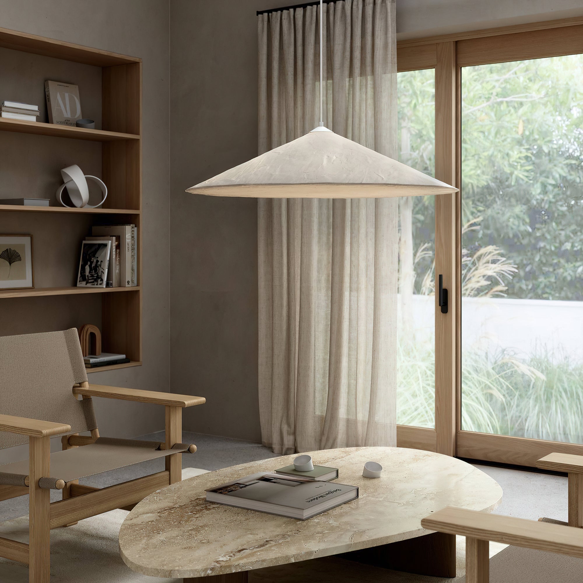 Solara Minimalist Metal & Silk Pendant Light
