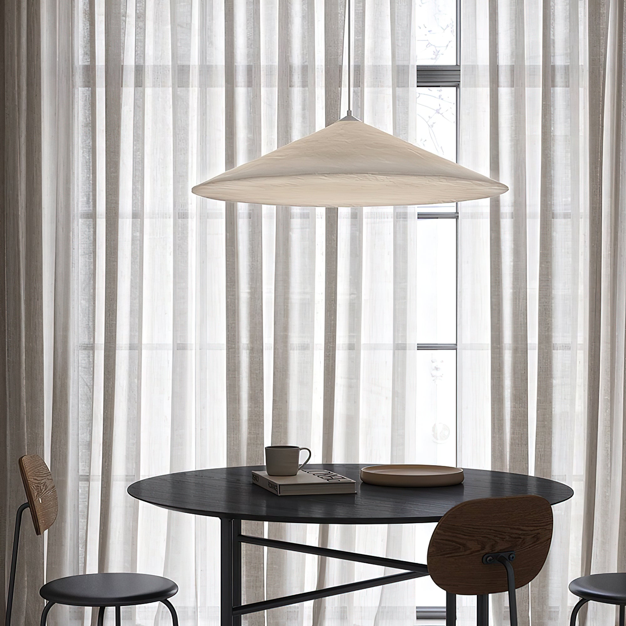 Solara Minimalist Metal & Silk Pendant Light