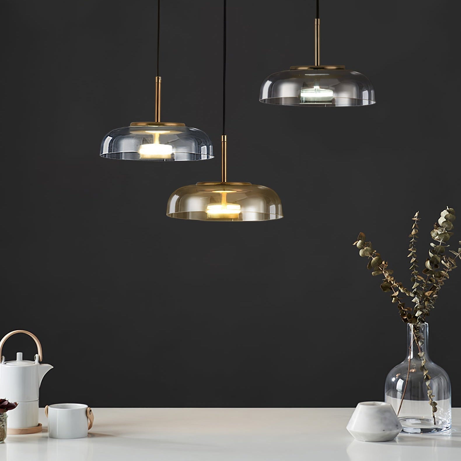 Lustra Pendant Lamp Transparent Glass Sleek - Letslighting