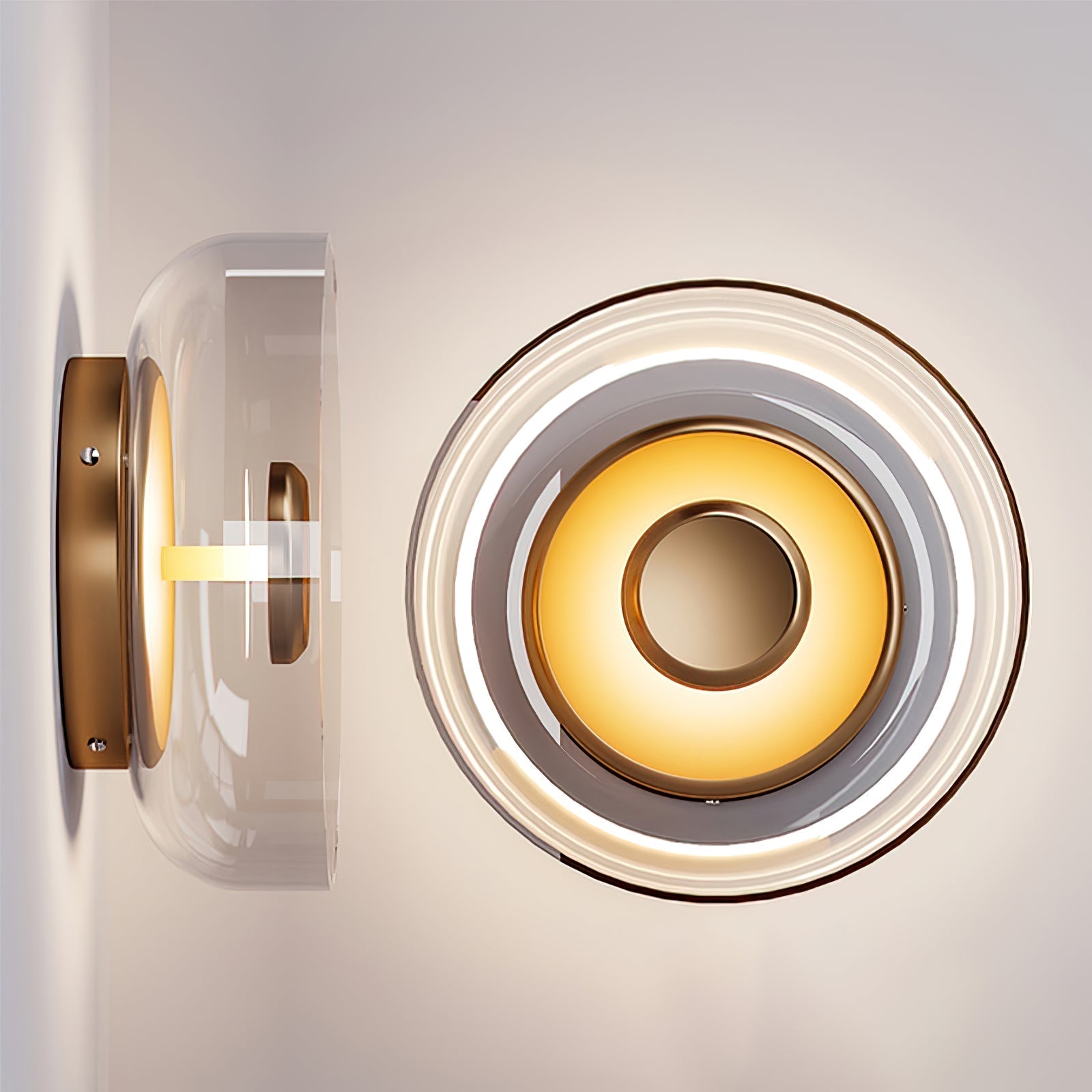 Crux Modern Minimalist Brass Glass Wall Light - Letslighting