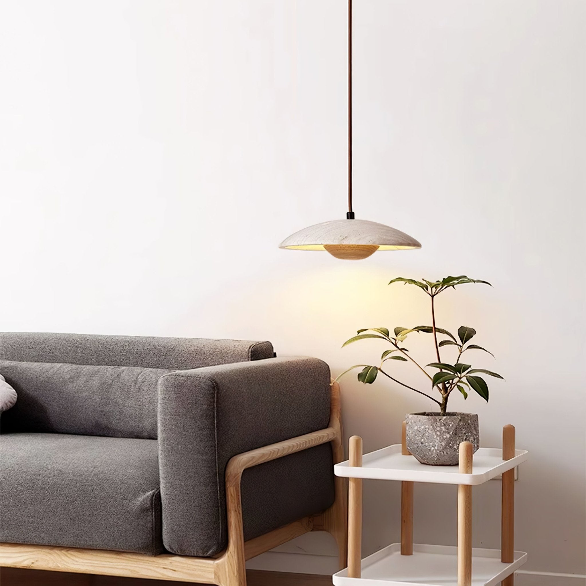 Zodore Wide-Brim Travertine Pendant Light - Letslighting