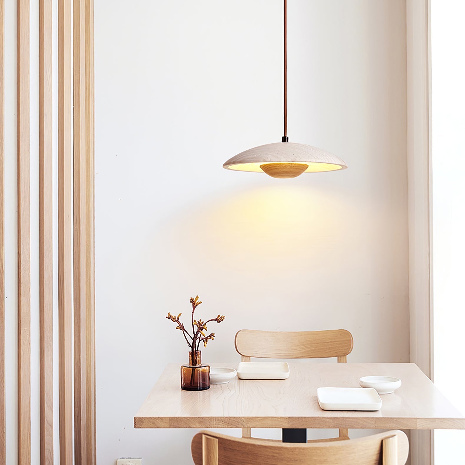 Zodore Wide-Brim Travertine Pendant Light - Letslighting