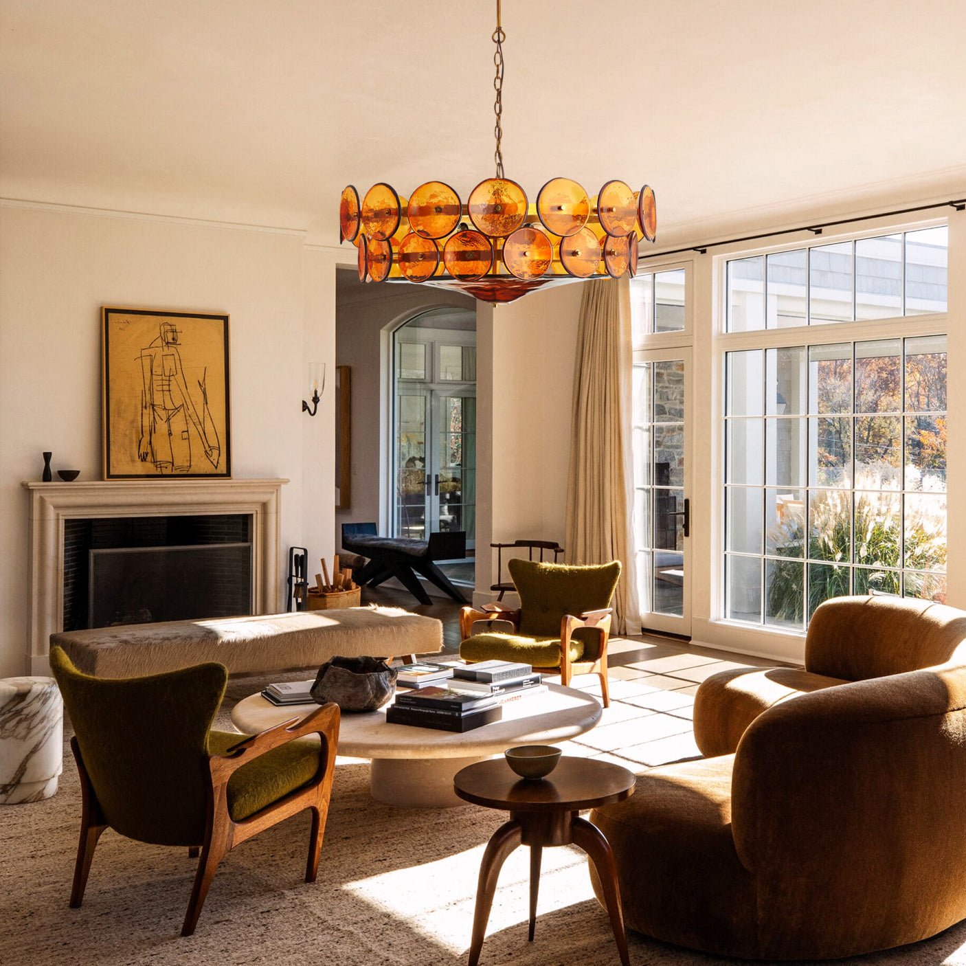 Aurora Chandelier Murano Glass Disc Vintage - Letslighting