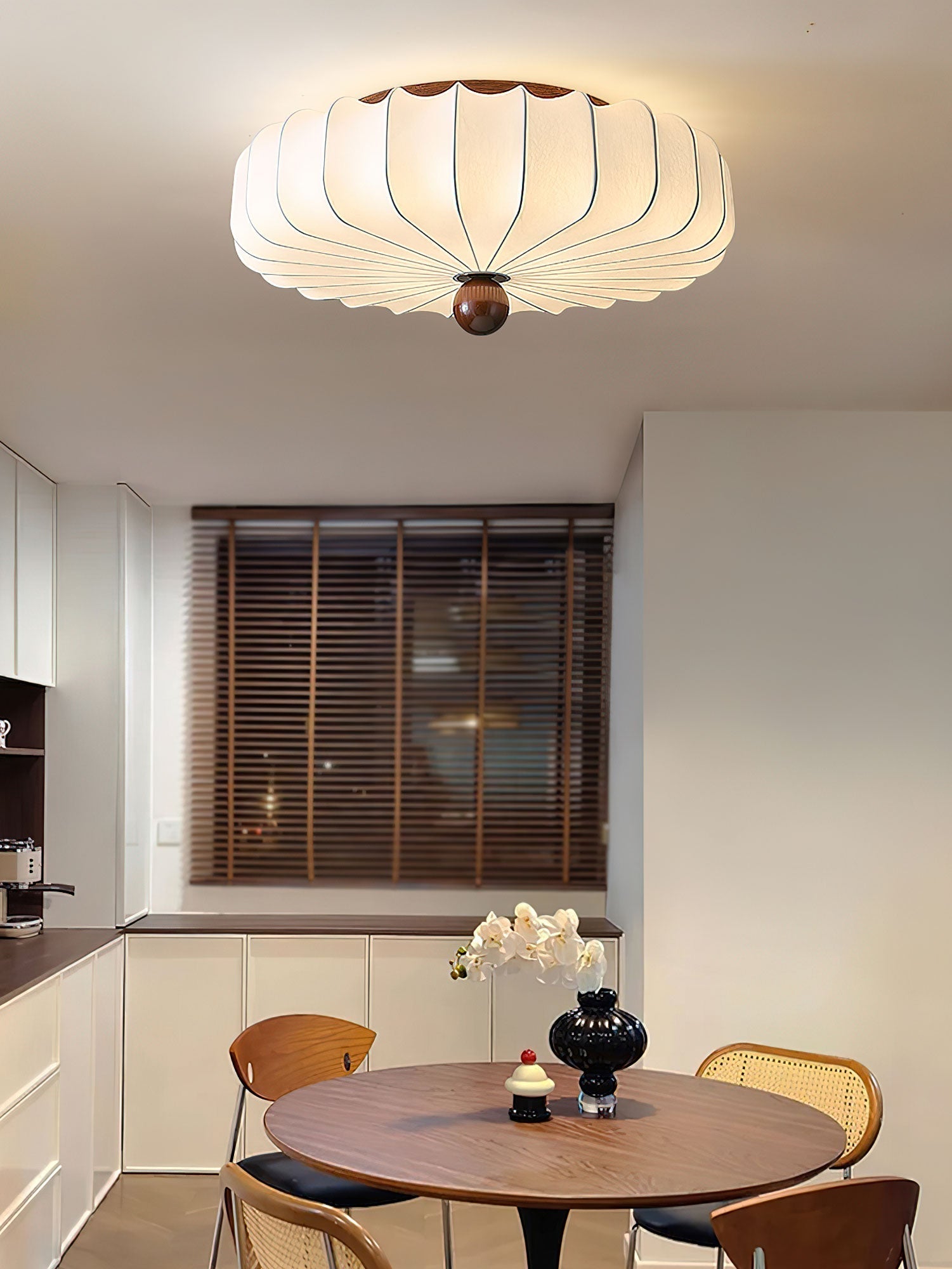 Zotala Petal Fabric Wood Flush Mount Ceiling Light - Letslighting