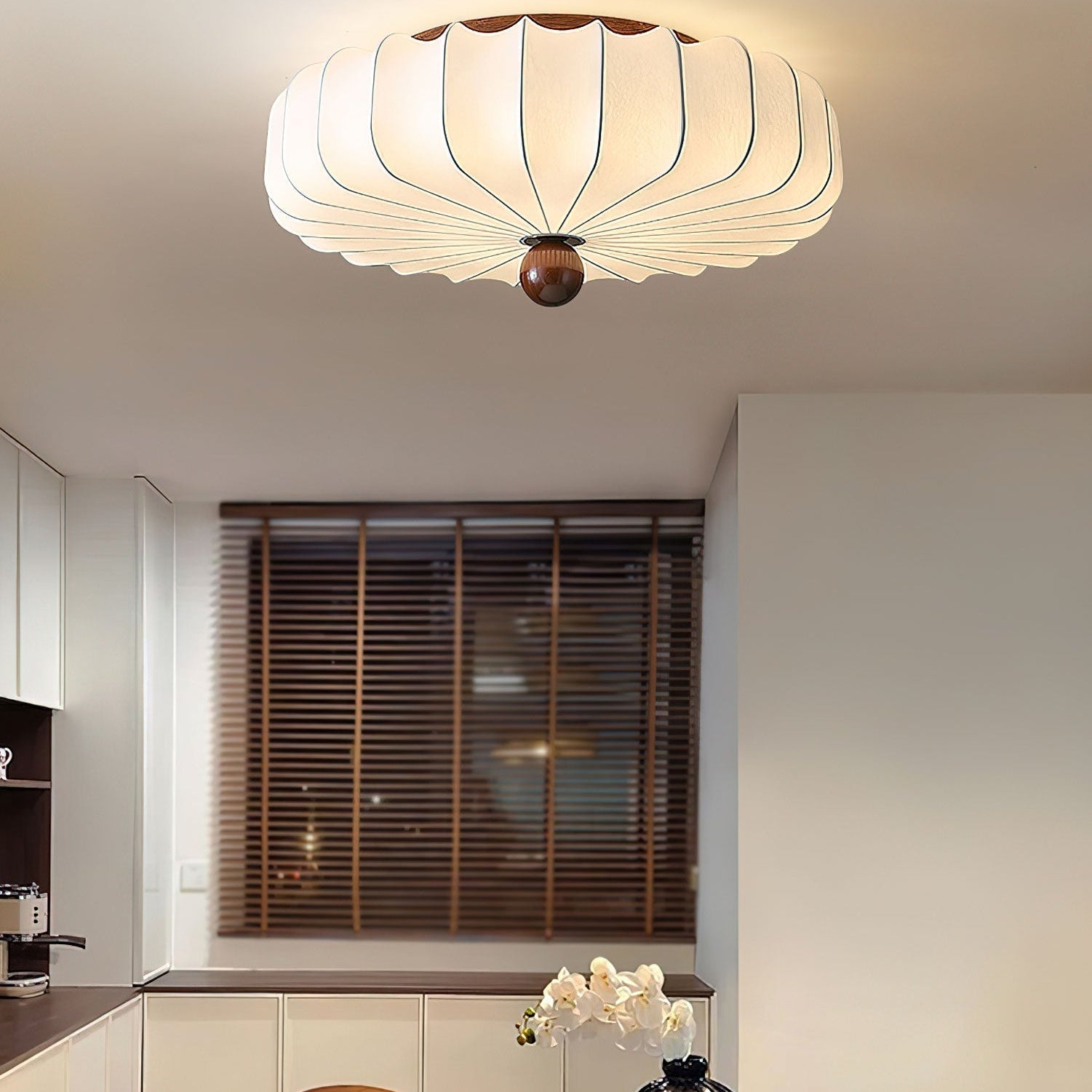 Zotala Petal Fabric Wood Flush Mount Ceiling Light - Letslighting
