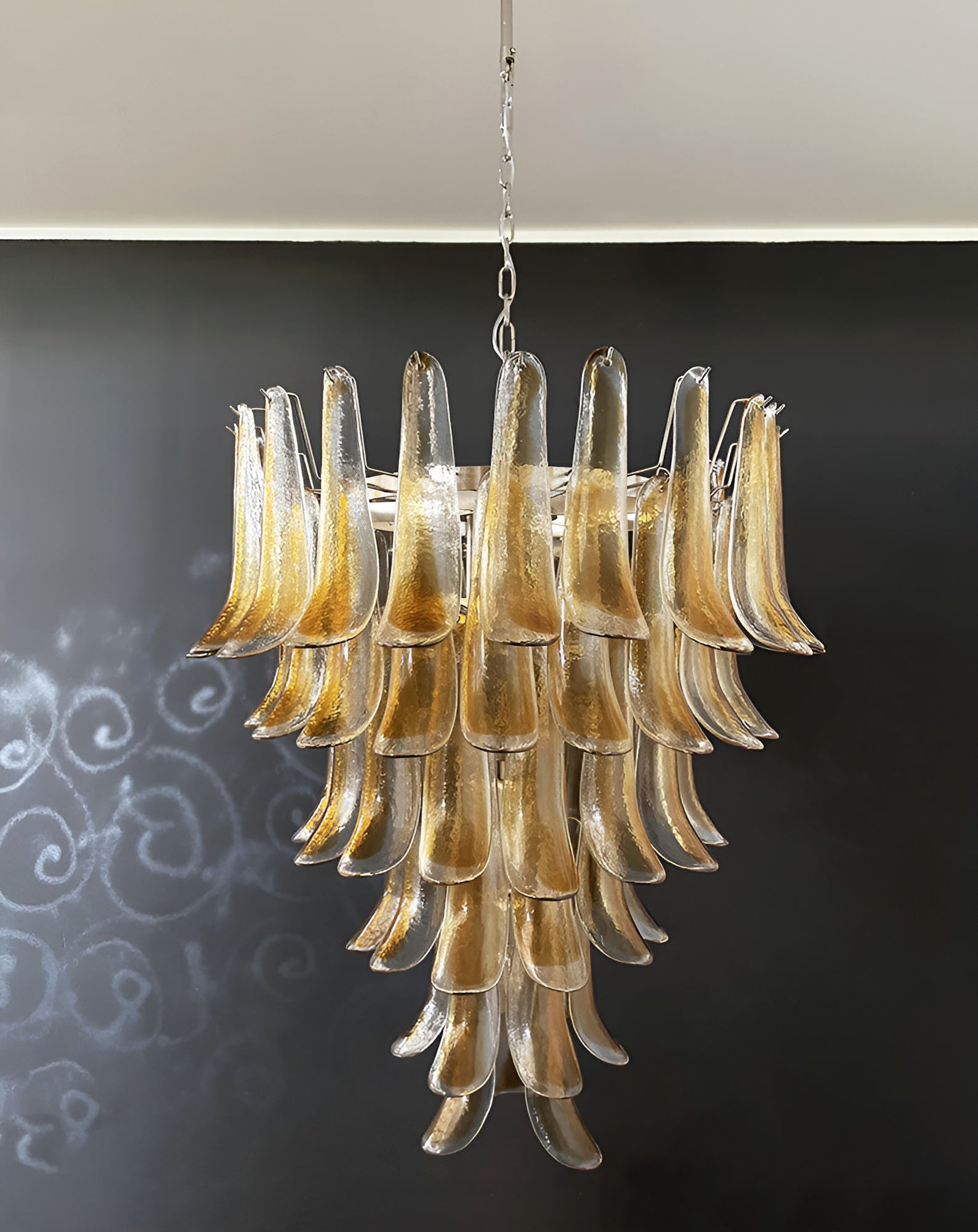 Aurora Chandelier Amber Glass Petals Layered Luxury - Letslighting