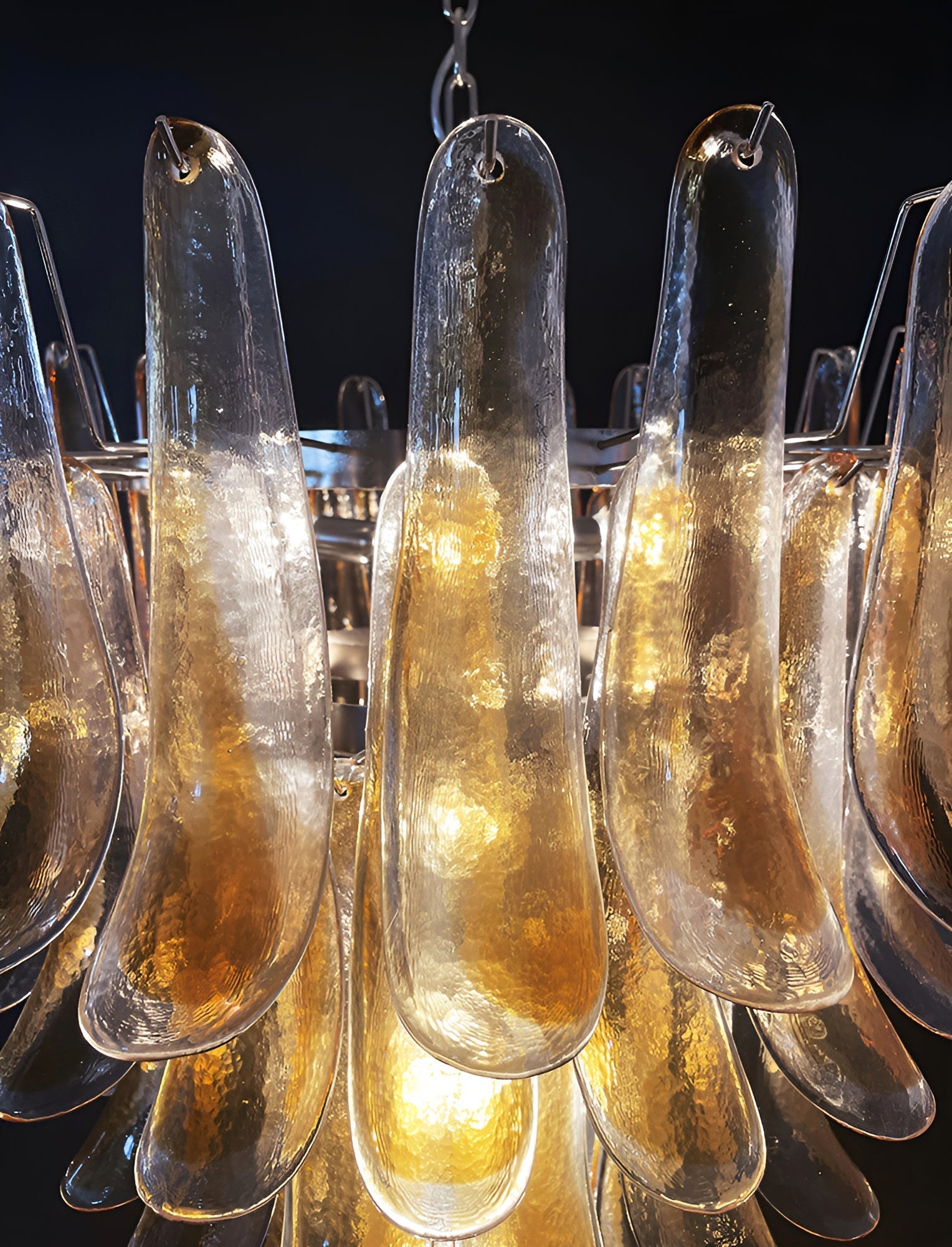 Aurora Chandelier Amber Glass Petals Layered Luxury - Letslighting