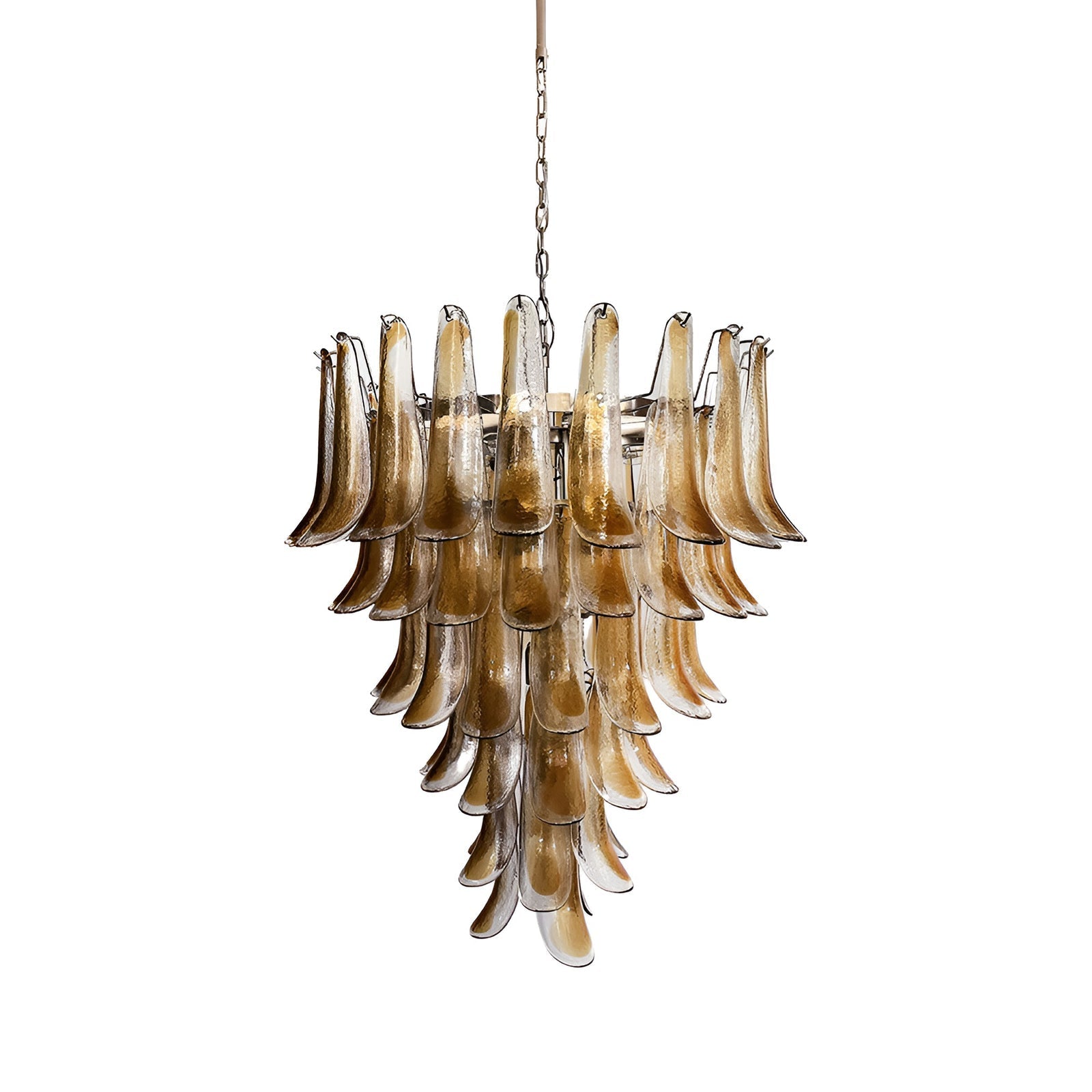 Aurora Chandelier Amber Glass Petals Layered Luxury - Letslighting