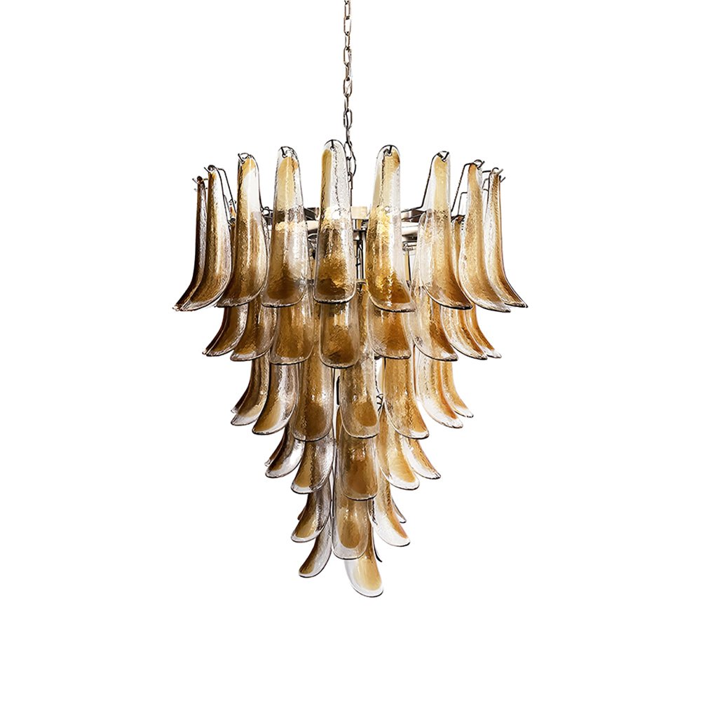Aurora Chandelier Amber Glass Petals Layered Luxury - Letslighting
