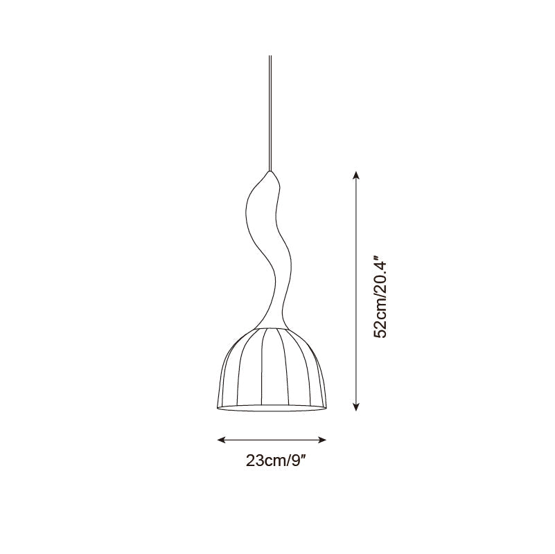 Solia Pendant Lamp Curved Stem & Fabric Wooden - Letslighting