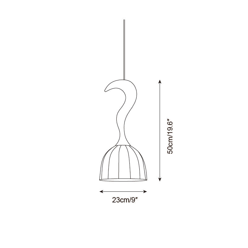 Solia Pendant Lamp Curved Stem & Fabric Wooden - Letslighting