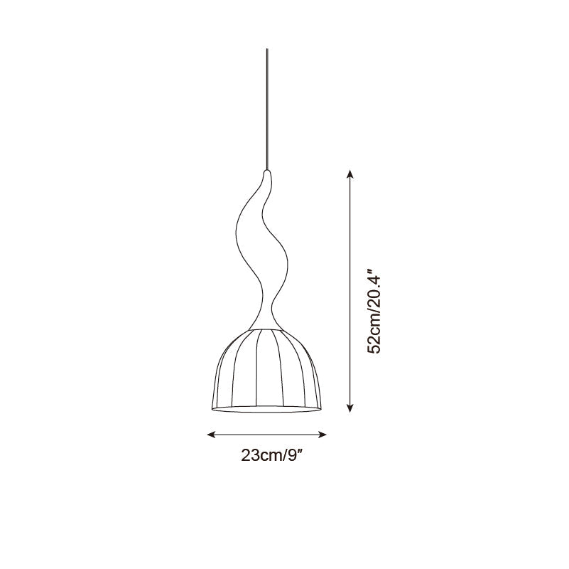 Solia Pendant Lamp Curved Stem & Fabric Wooden - Letslighting