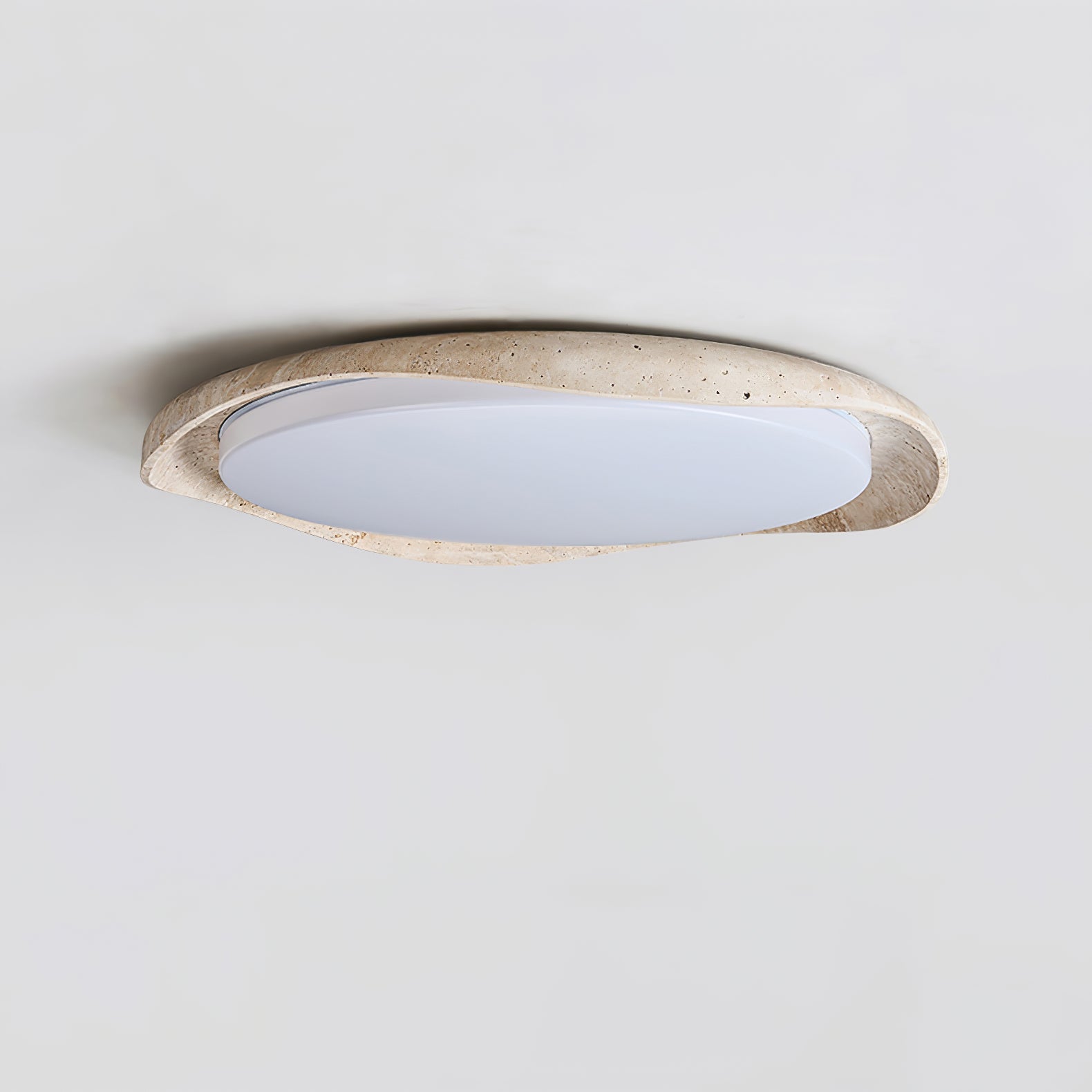 Adoros Rimmed-Circle Travertine Ceiling Light - Letslighting